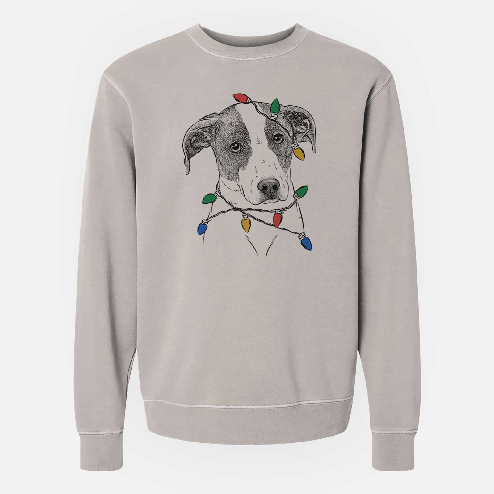 Christmas Lights Zephyr the Pointer Mix - Unisex Pigment Dyed Crew Sweatshirt