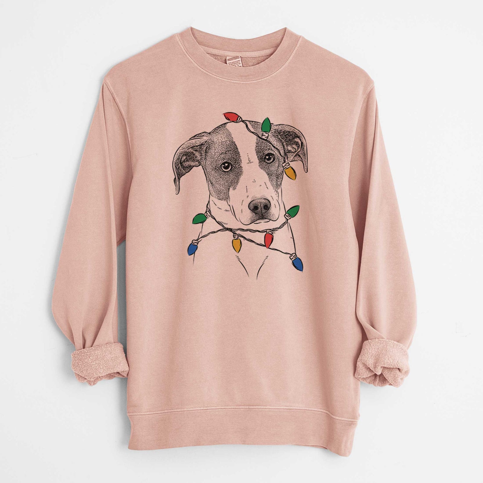 Christmas Lights Zephyr the Pointer Mix - Unisex Pigment Dyed Crew Sweatshirt