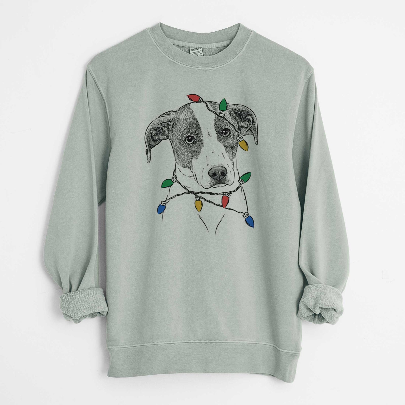 Christmas Lights Zephyr the Pointer Mix - Unisex Pigment Dyed Crew Sweatshirt