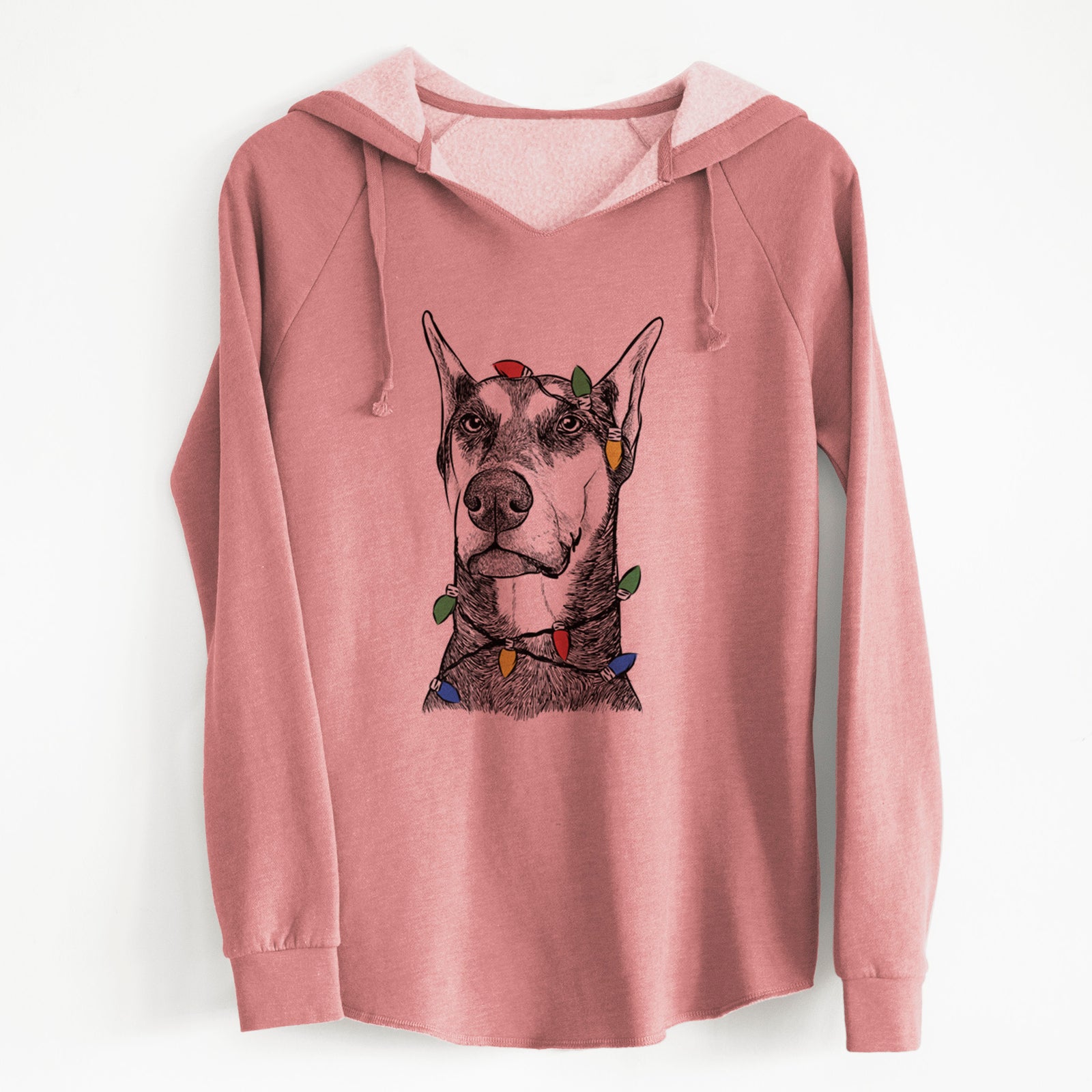 Christmas Lights Zeus the Doberman Pinscher - Cali Wave Hooded Sweatshirt