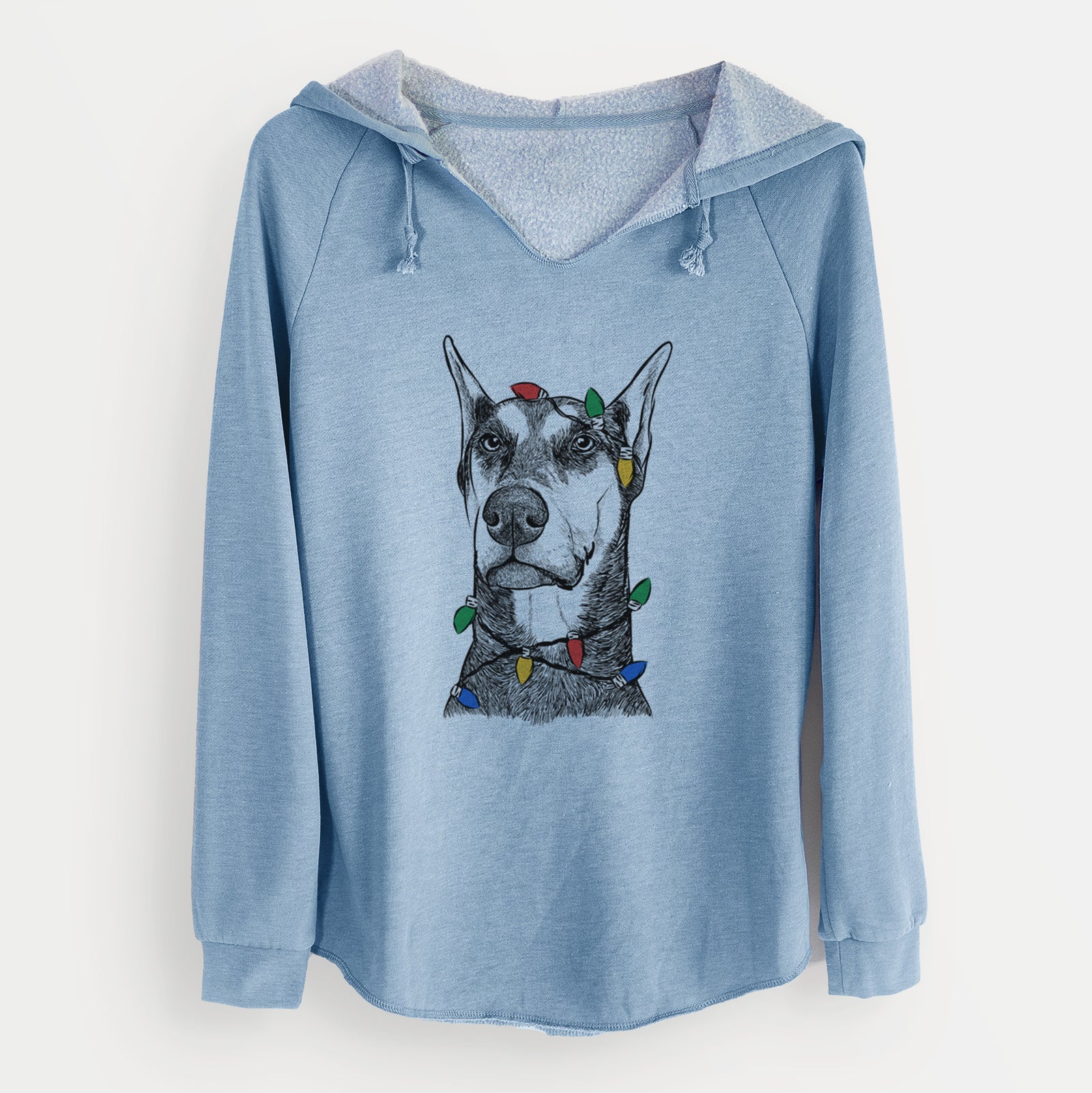 Christmas Lights Zeus the Doberman Pinscher - Cali Wave Hooded Sweatshirt