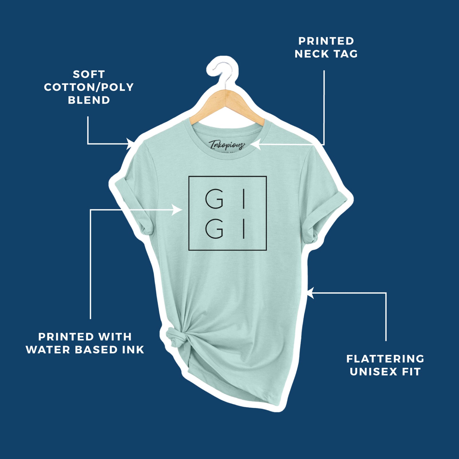 'GiGi Boxed' design on an Unisex crewneck