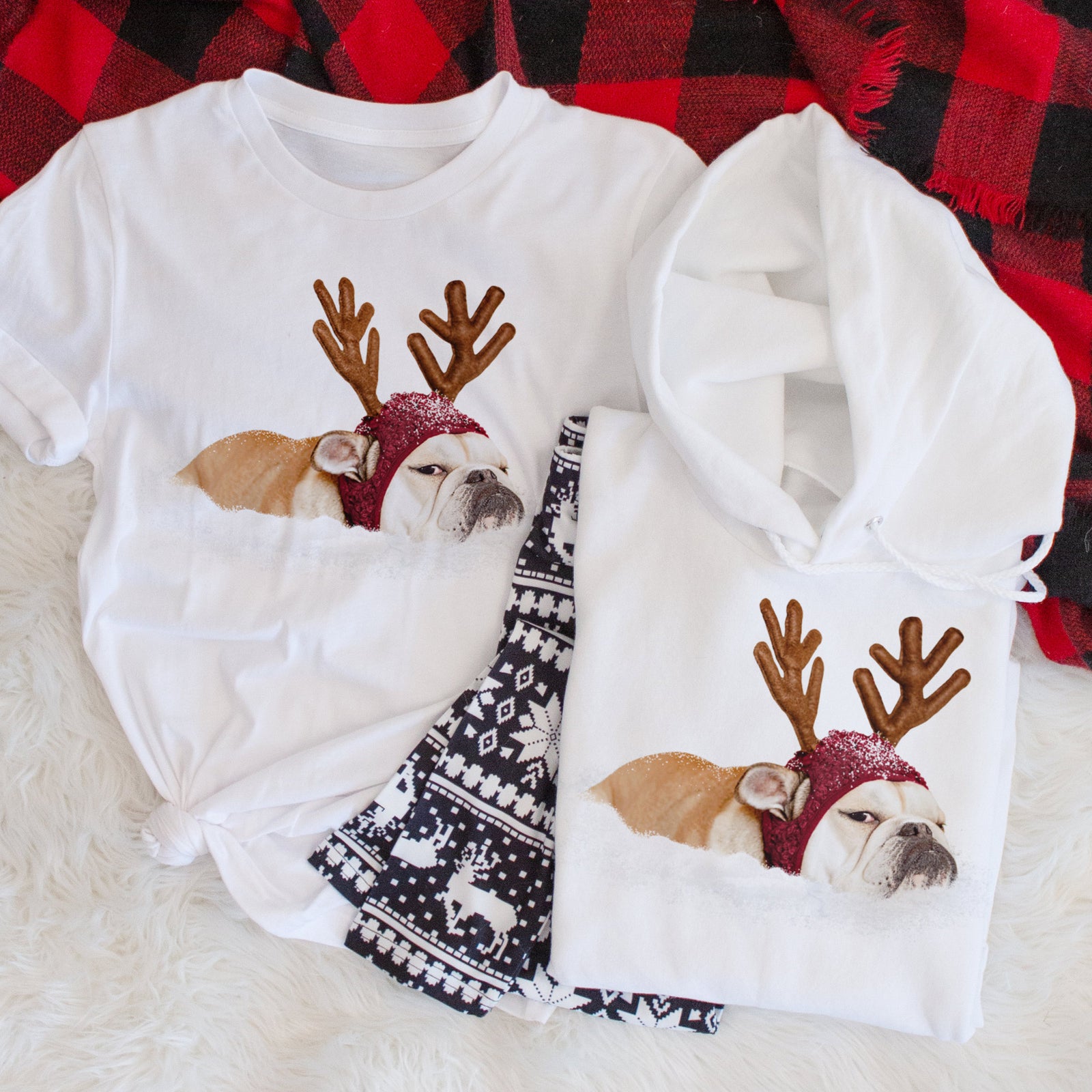 'LIMITED EDITION' design on a MG grumpy reindeer bulldog