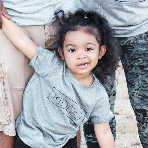 'Kiddo Boxed' design on a kids' shirt