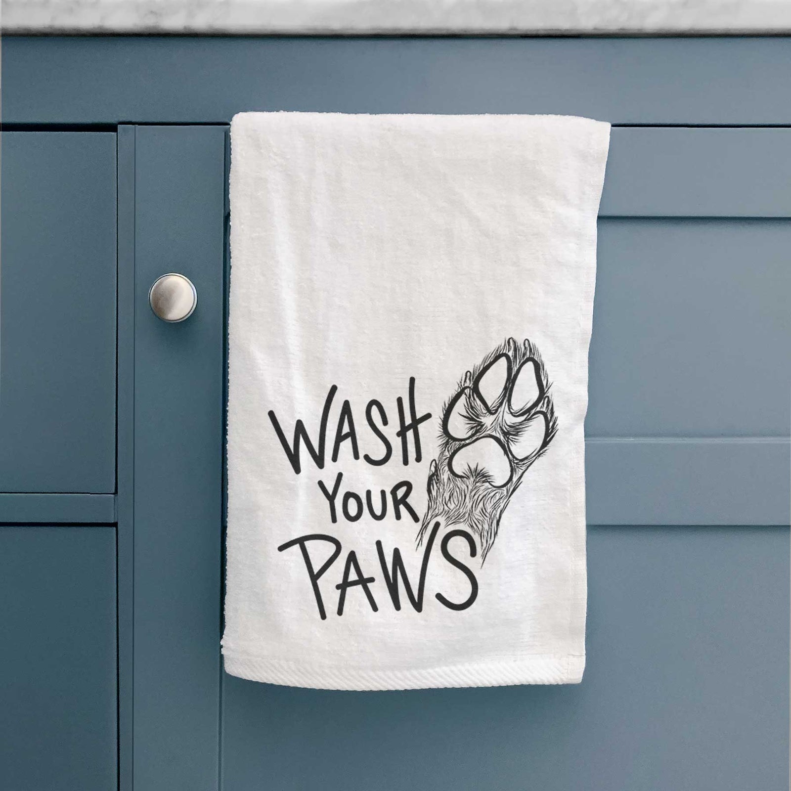 'Wash Your Paws' design on a decorative hand towel