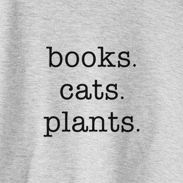 books. cats. plants.