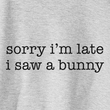 Sorry I&#39;m Late I Saw a Bunny
