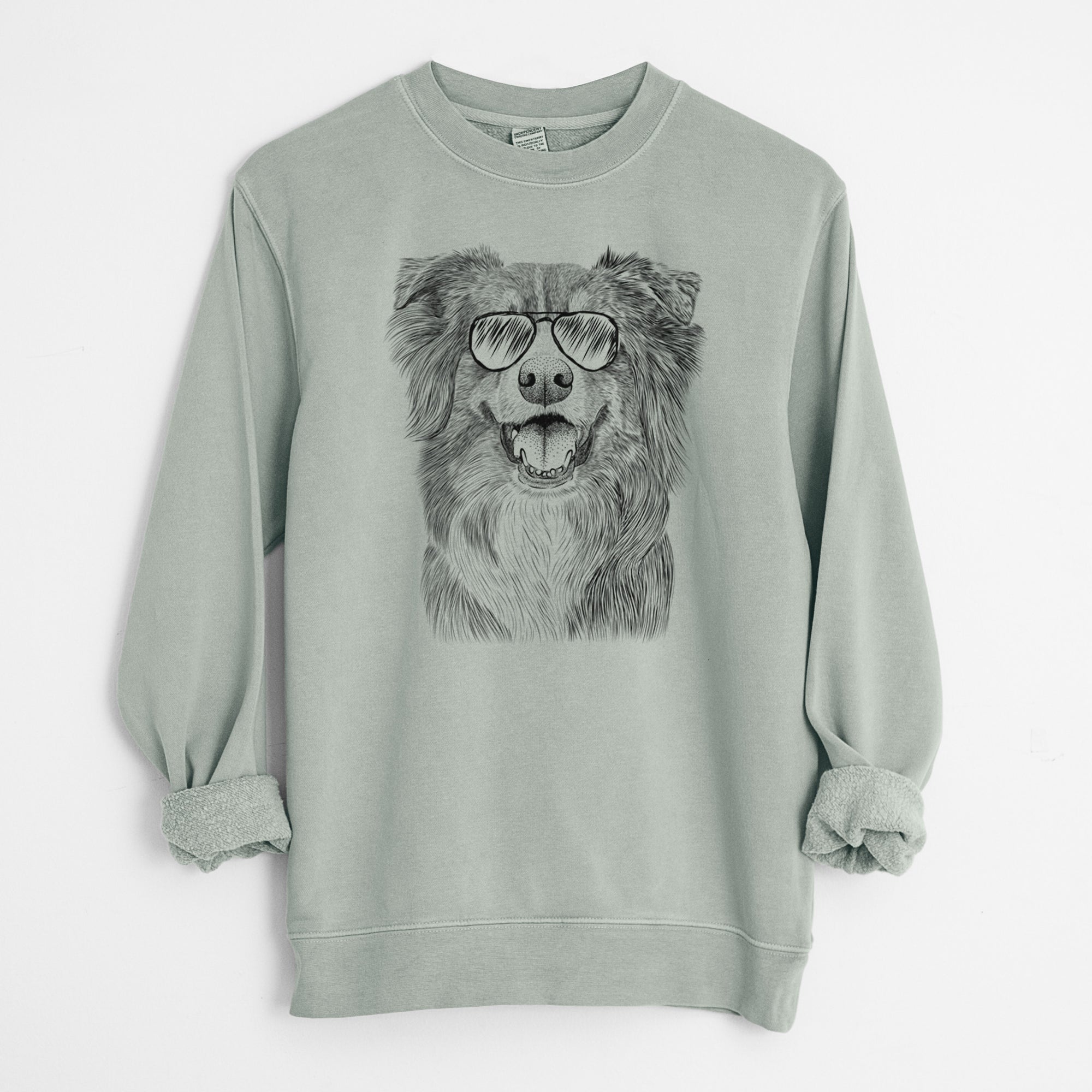 Aviator Aussie Parker the Australian Shepherd - Unisex Pigment Dyed Crew Sweatshirt