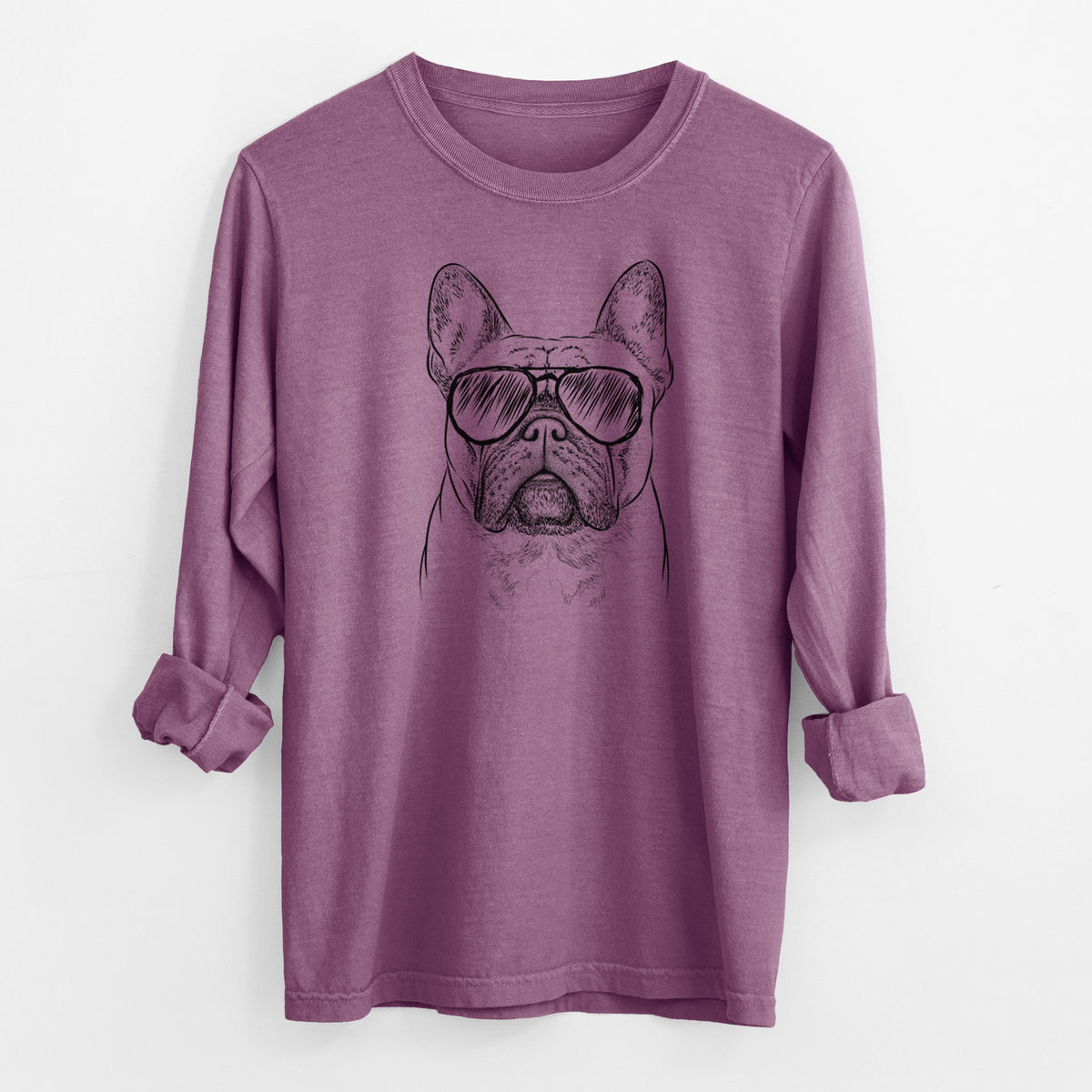 Aviator Acelynn the French Bulldog - Men's Heavyweight 100% Cotton Long Sleeve