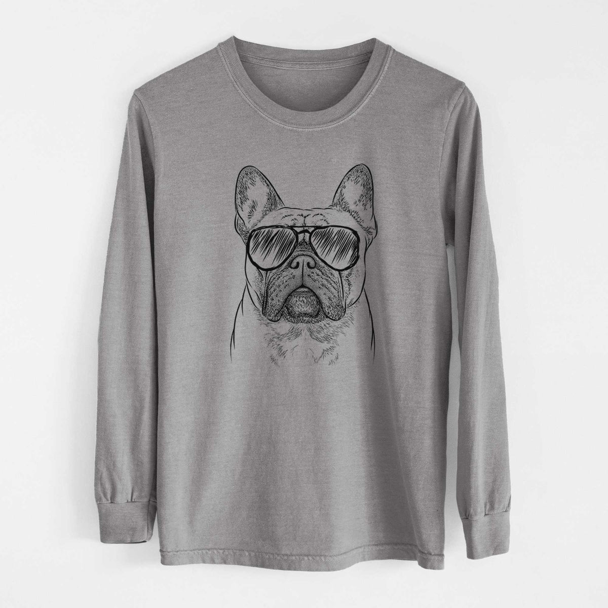 Aviator Acelynn the French Bulldog - Men's Heavyweight 100% Cotton Long Sleeve