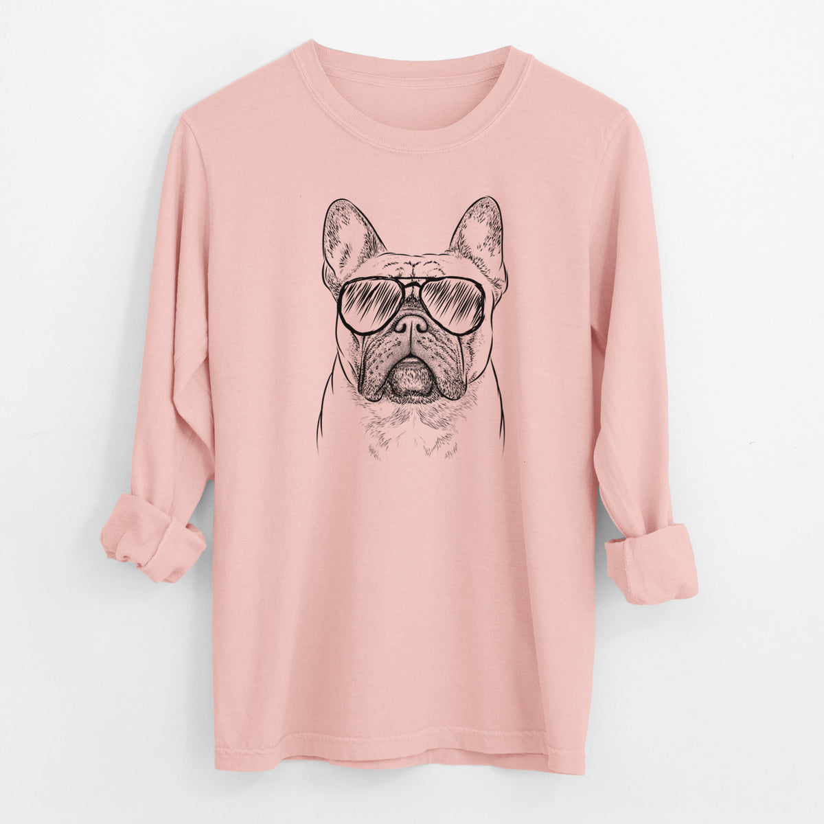 Aviator Acelynn the French Bulldog - Men's Heavyweight 100% Cotton Long Sleeve