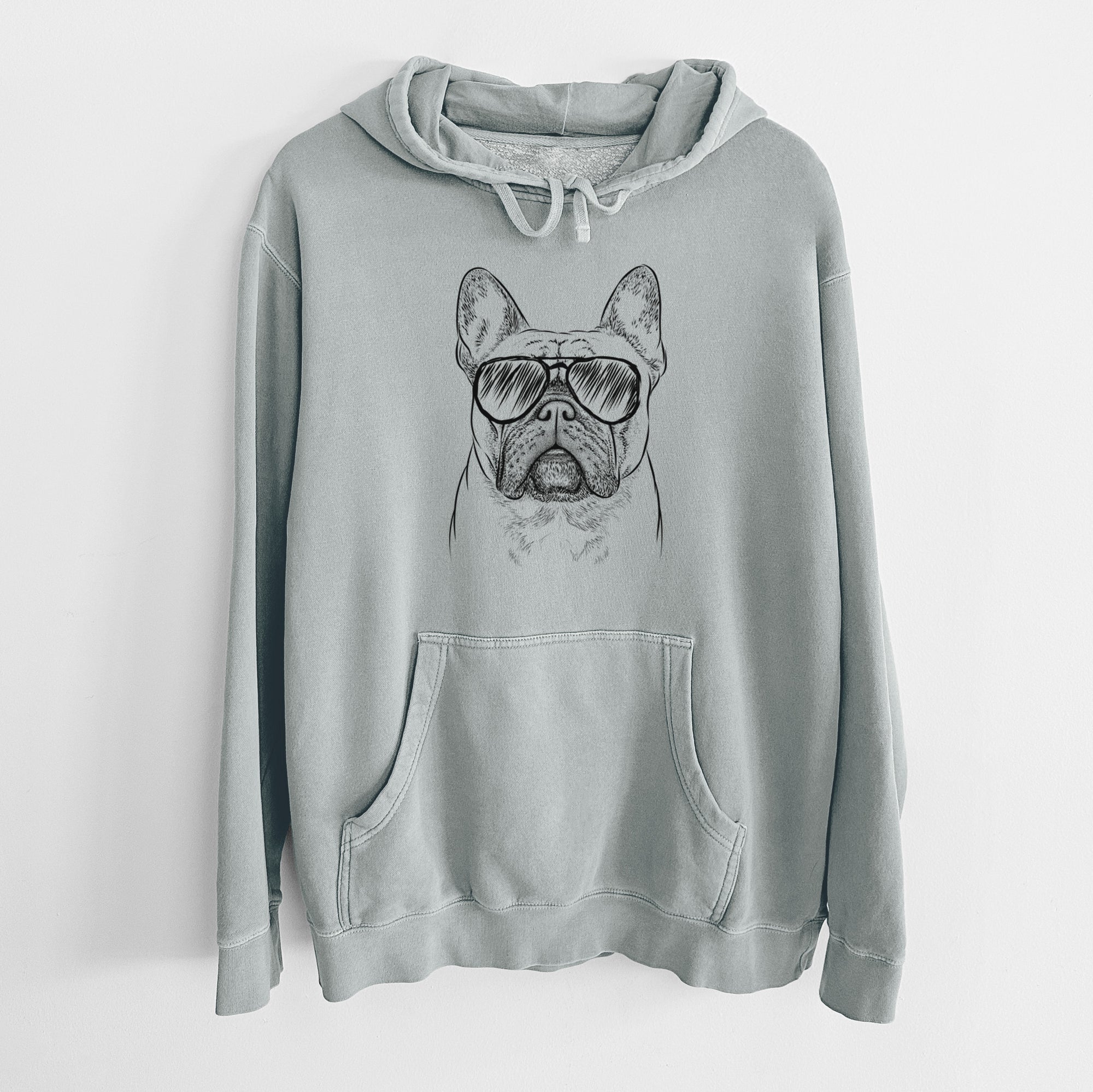 Aviator Acelynn the French Bulldog - Unisex Pigment Dyed Hoodie