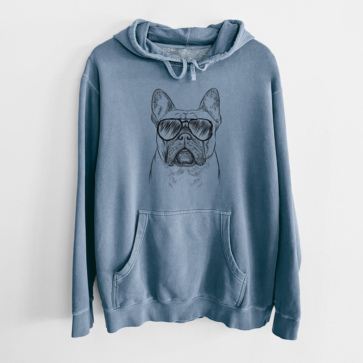 Aviator Acelynn the French Bulldog - Unisex Pigment Dyed Hoodie