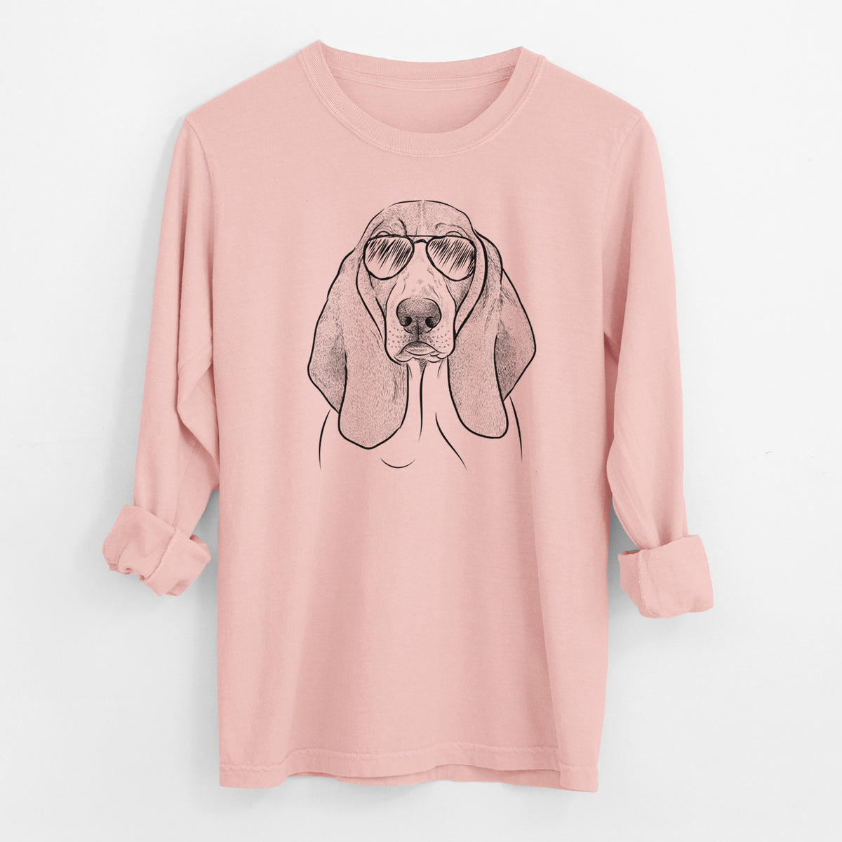 Aviator Addison the Basset Hound - Men's Heavyweight 100% Cotton Long Sleeve
