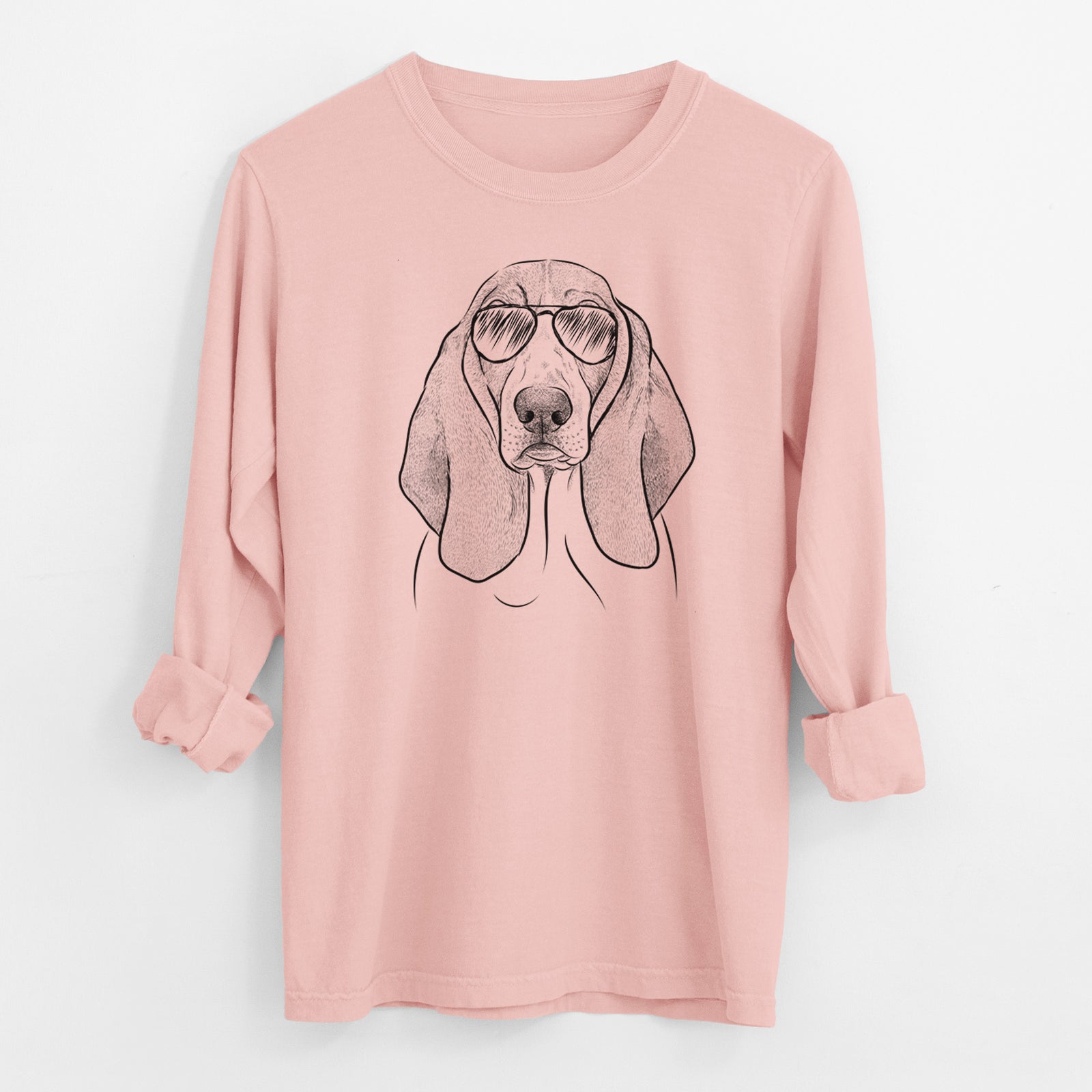 Aviator Addison the Basset Hound - Men's Heavyweight 100% Cotton Long Sleeve