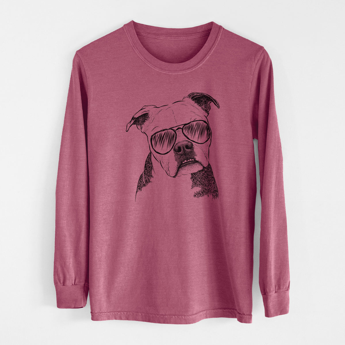 Aviator Aggy the Olde English Bulldogge - Men's Heavyweight 100% Cotton Long Sleeve