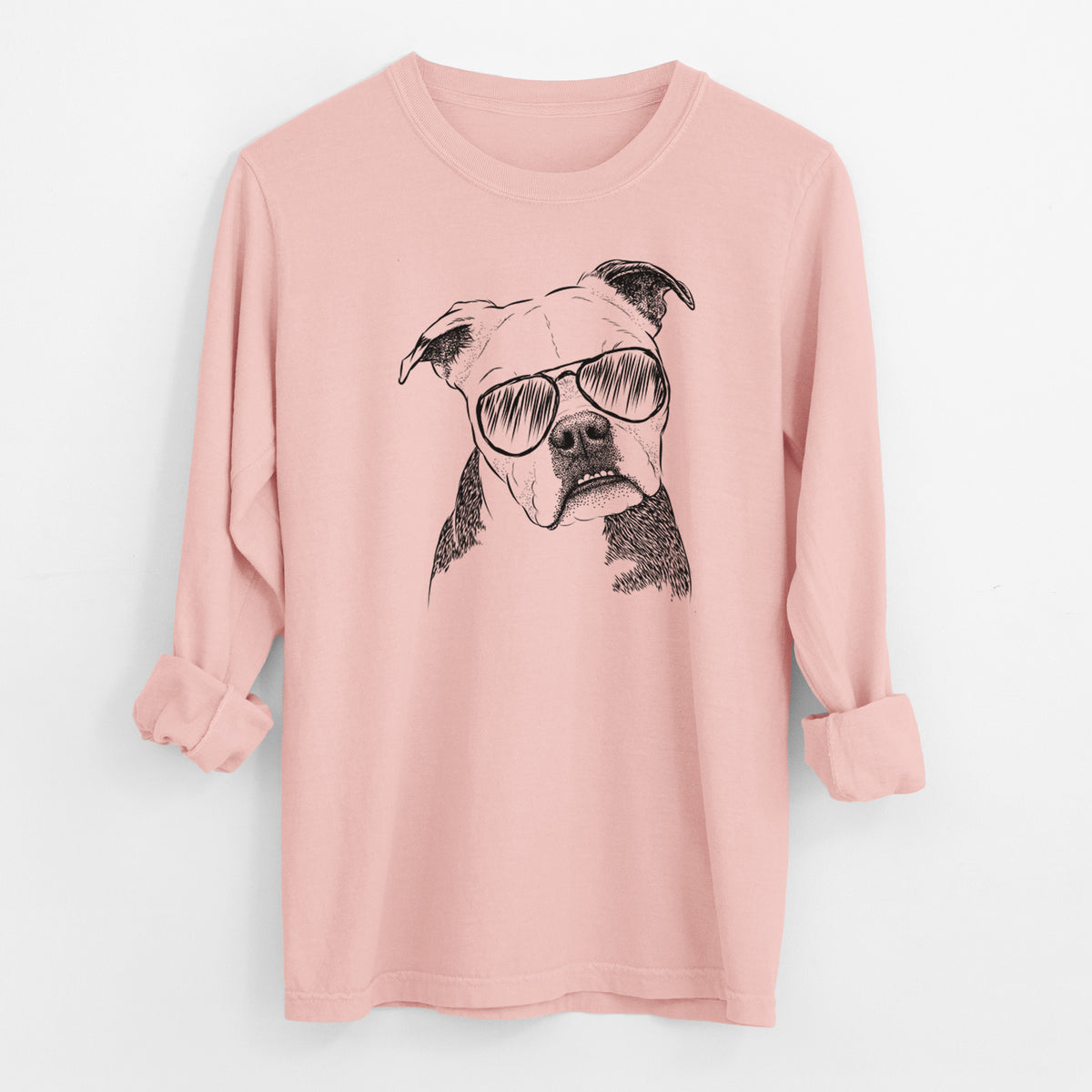 Aviator Aggy the Olde English Bulldogge - Men's Heavyweight 100% Cotton Long Sleeve