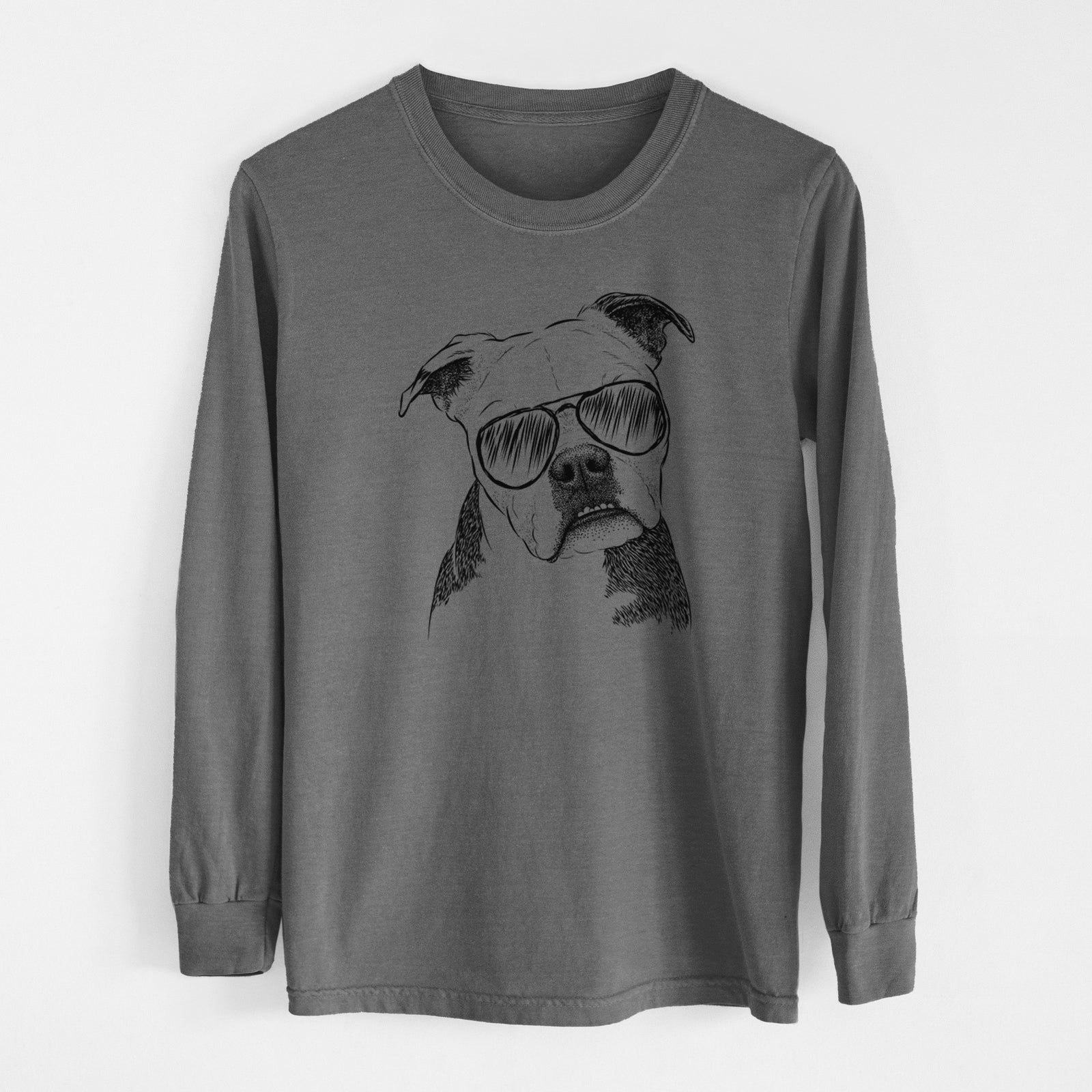 Aviator Aggy the Olde English Bulldogge - Men's Heavyweight 100% Cotton Long Sleeve