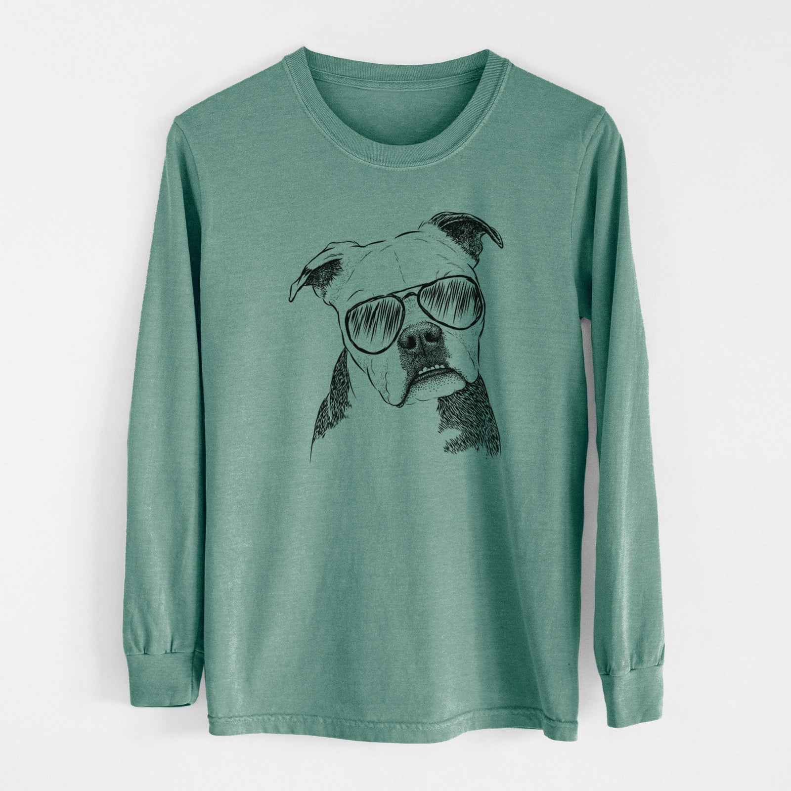 Aviator Aggy the Olde English Bulldogge - Men's Heavyweight 100% Cotton Long Sleeve