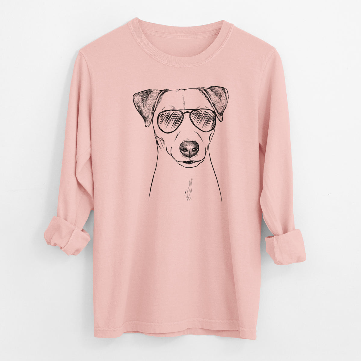 Aviator Ally the Jack Russell Terrier - Men's Heavyweight 100% Cotton Long Sleeve