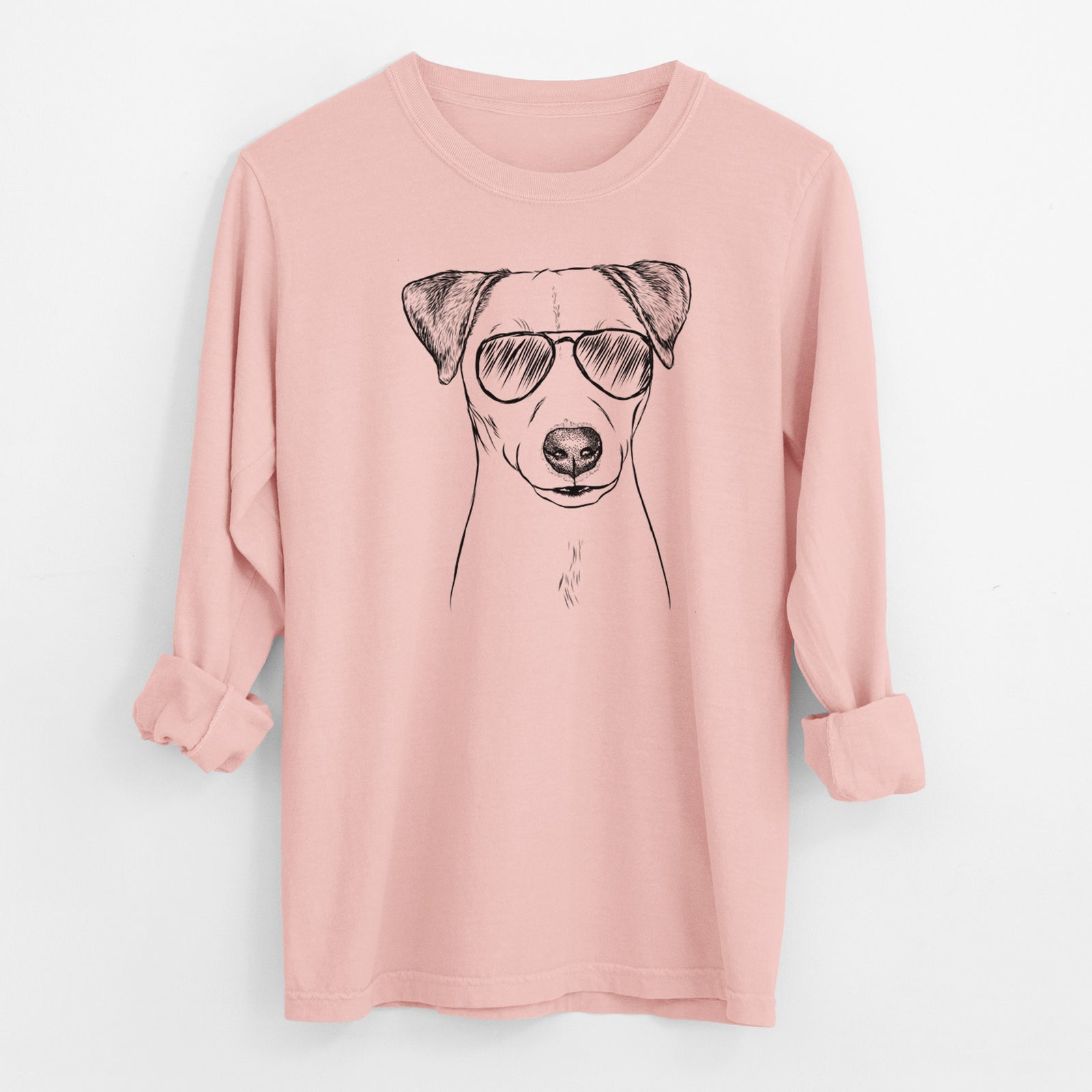 Aviator Ally the Jack Russell Terrier - Men's Heavyweight 100% Cotton Long Sleeve