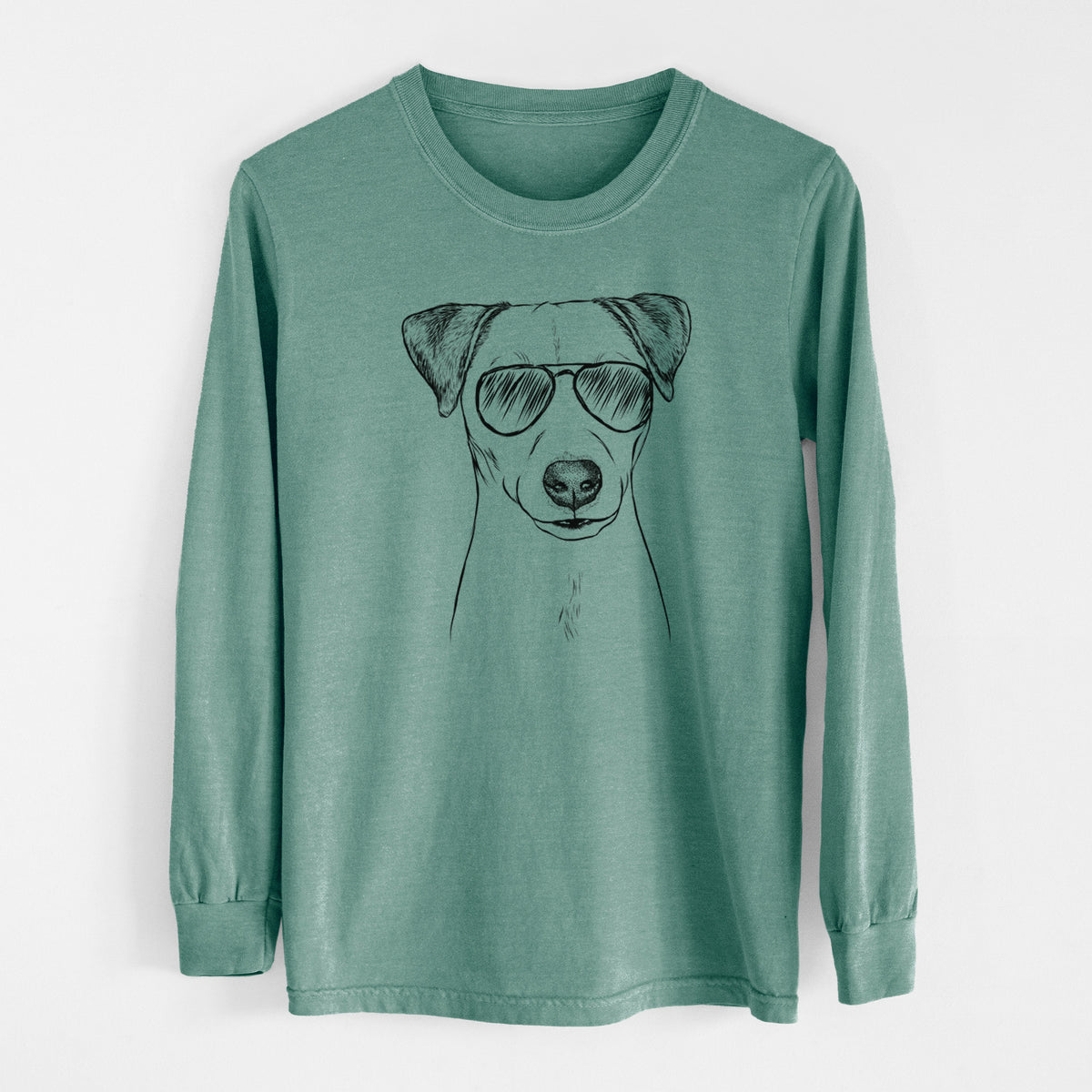Aviator Ally the Jack Russell Terrier - Men's Heavyweight 100% Cotton Long Sleeve