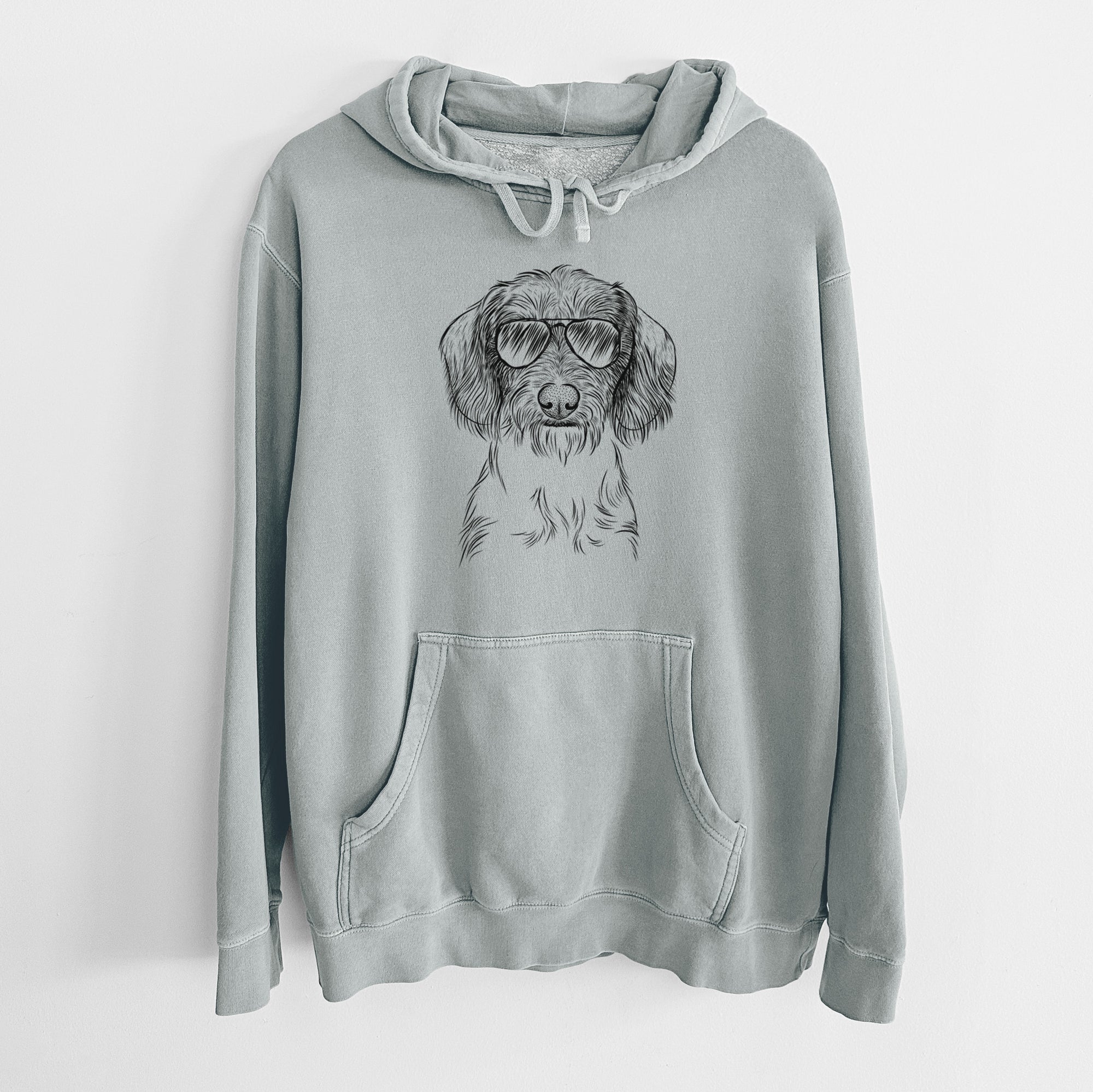 Aviator Almond the Wirehaired Dachshund - Unisex Pigment Dyed Hoodie