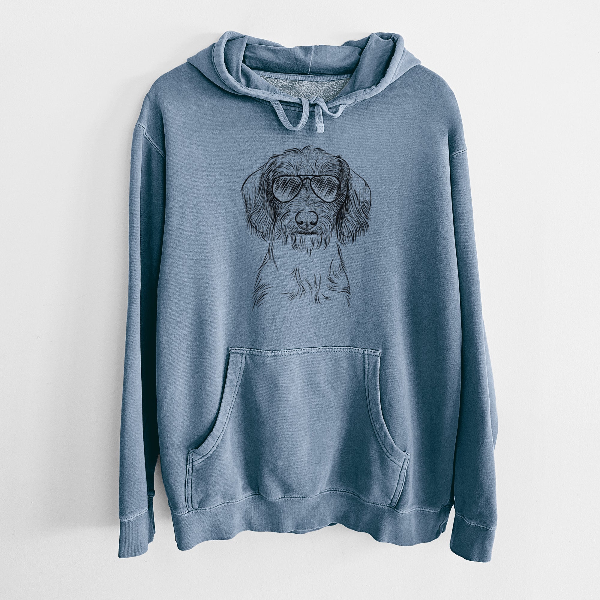 Aviator Almond the Wirehaired Dachshund - Unisex Pigment Dyed Hoodie