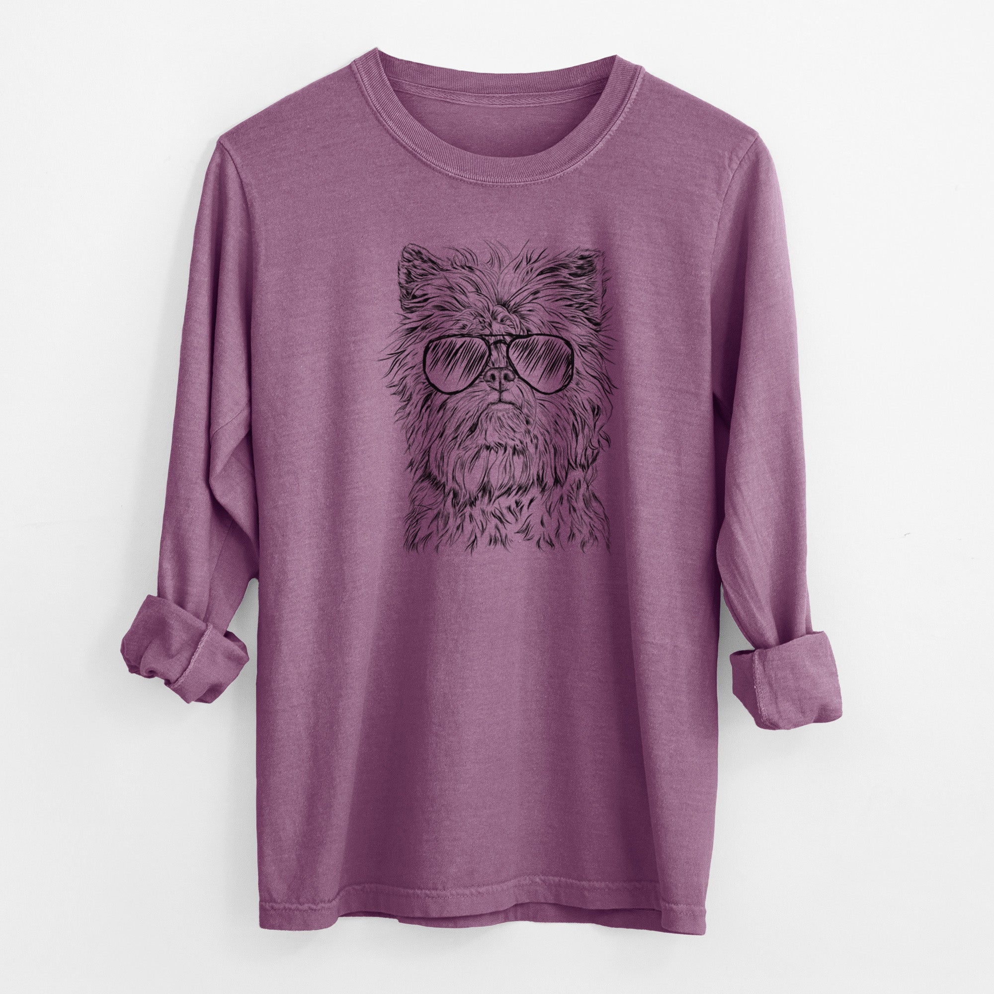 Aviator Alvin the Affenpinscher - Men's Heavyweight 100% Cotton Long Sleeve