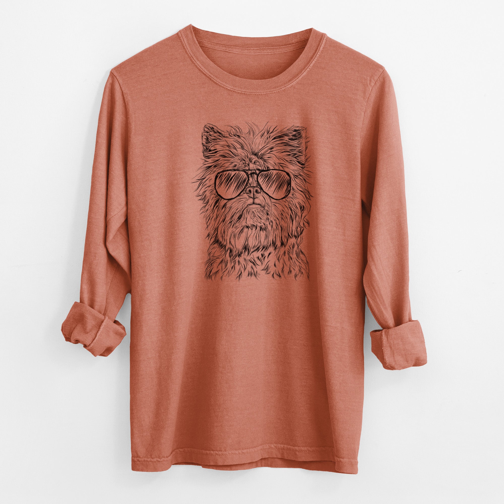 Aviator Alvin the Affenpinscher - Men's Heavyweight 100% Cotton Long Sleeve