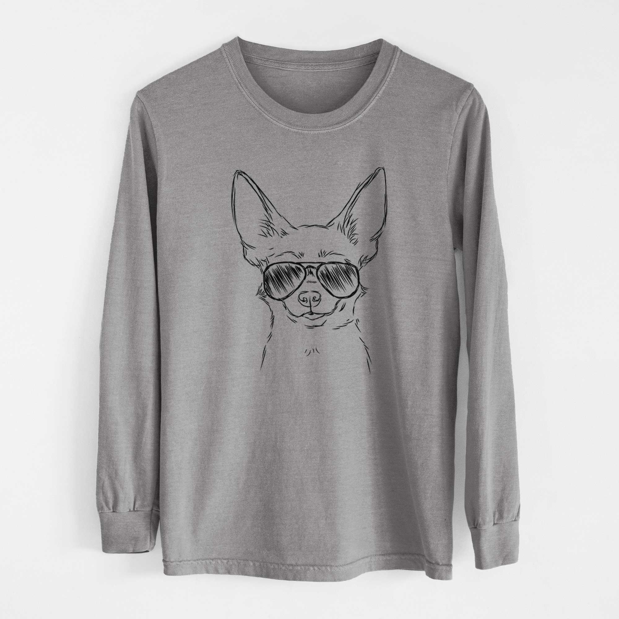 Aviator Amos the Chihuahua - Men's Heavyweight 100% Cotton Long Sleeve