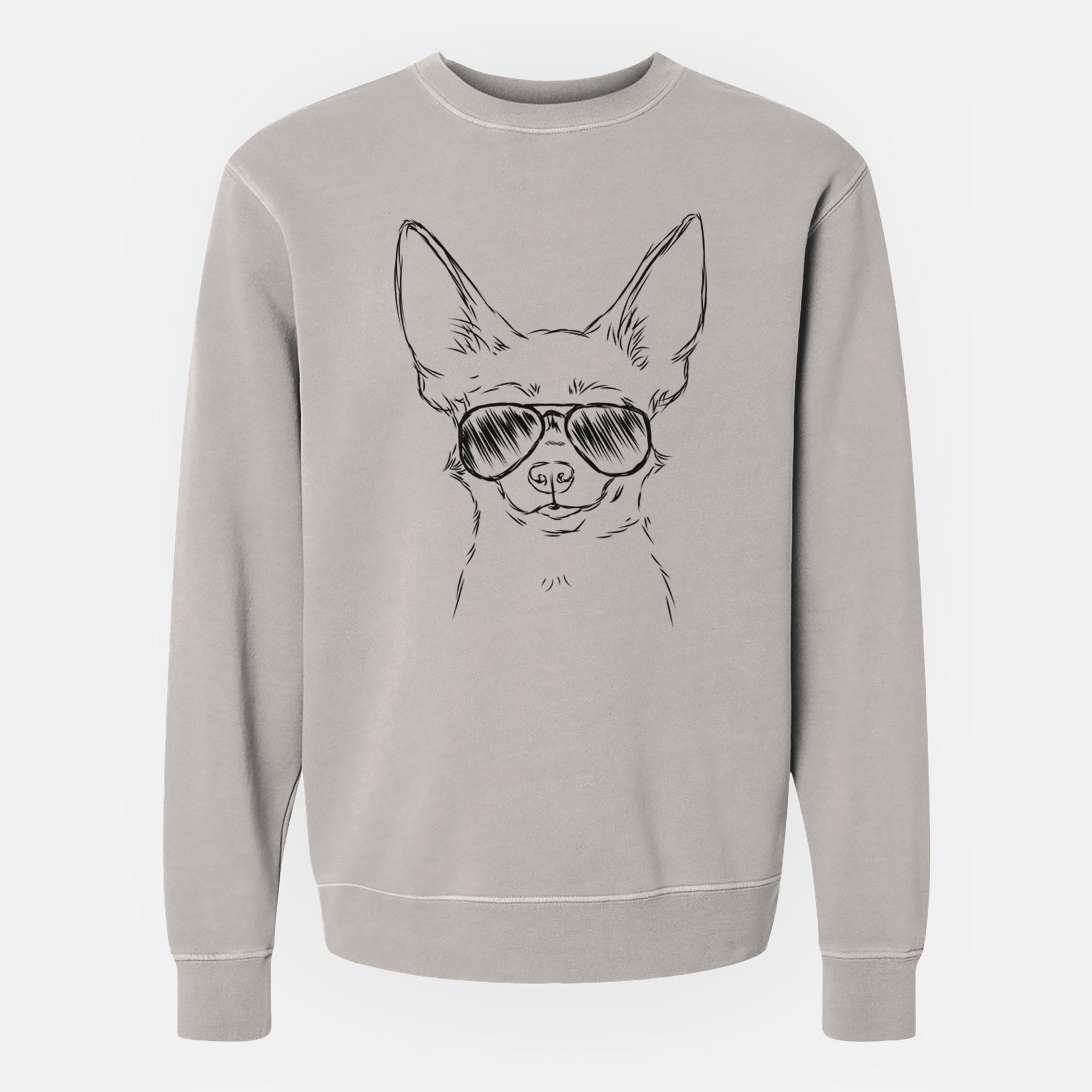 Aviator Amos the Chihuahua - Unisex Pigment Dyed Crew Sweatshirt