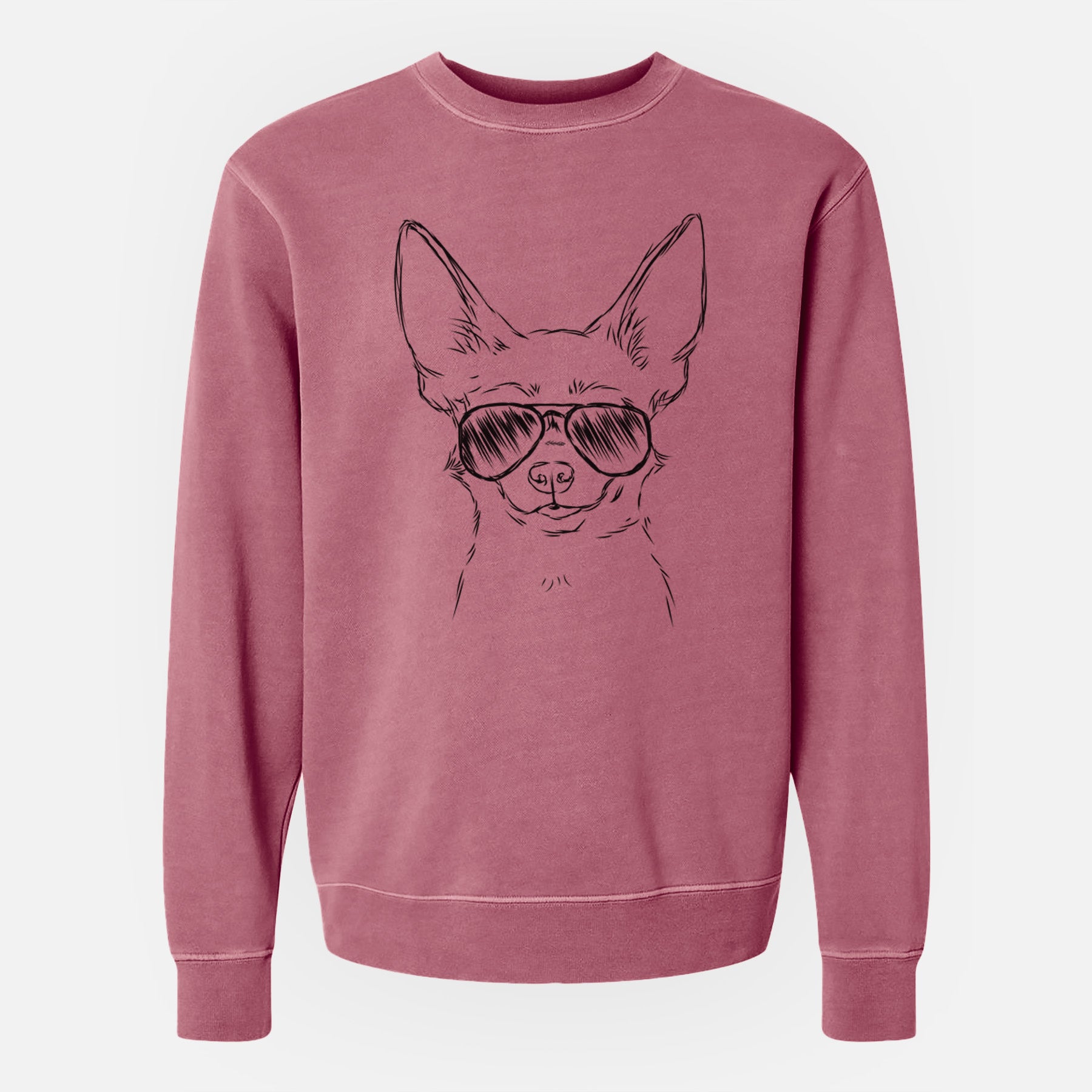 Aviator Amos the Chihuahua - Unisex Pigment Dyed Crew Sweatshirt