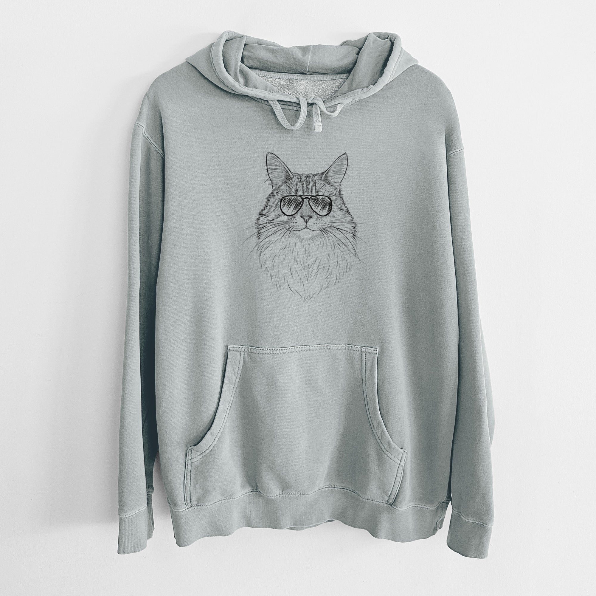 Aviator Angel the Maine Coon Cat - Unisex Pigment Dyed Hoodie