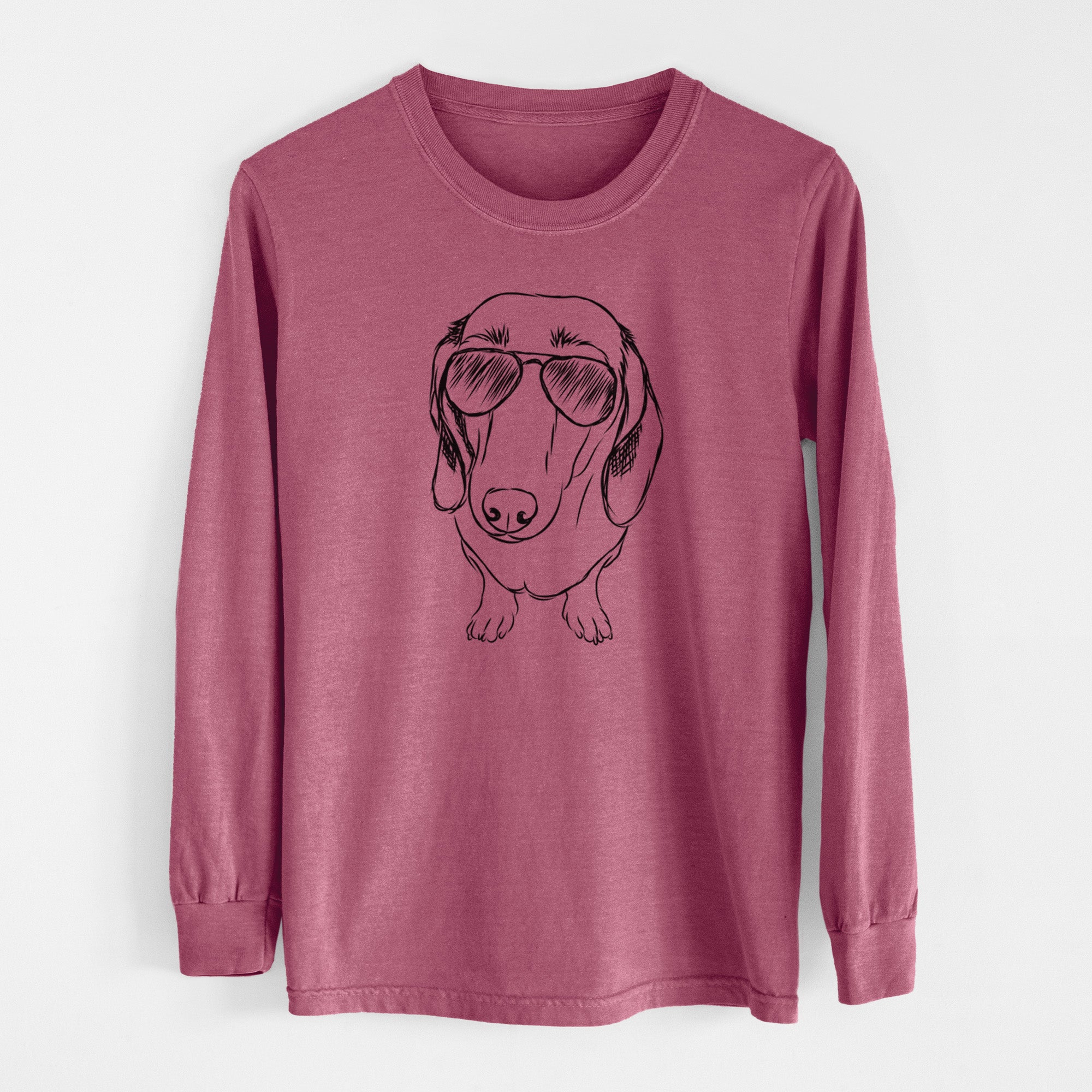 Aviator Annabelle the Dachshund - Men's Heavyweight 100% Cotton Long Sleeve