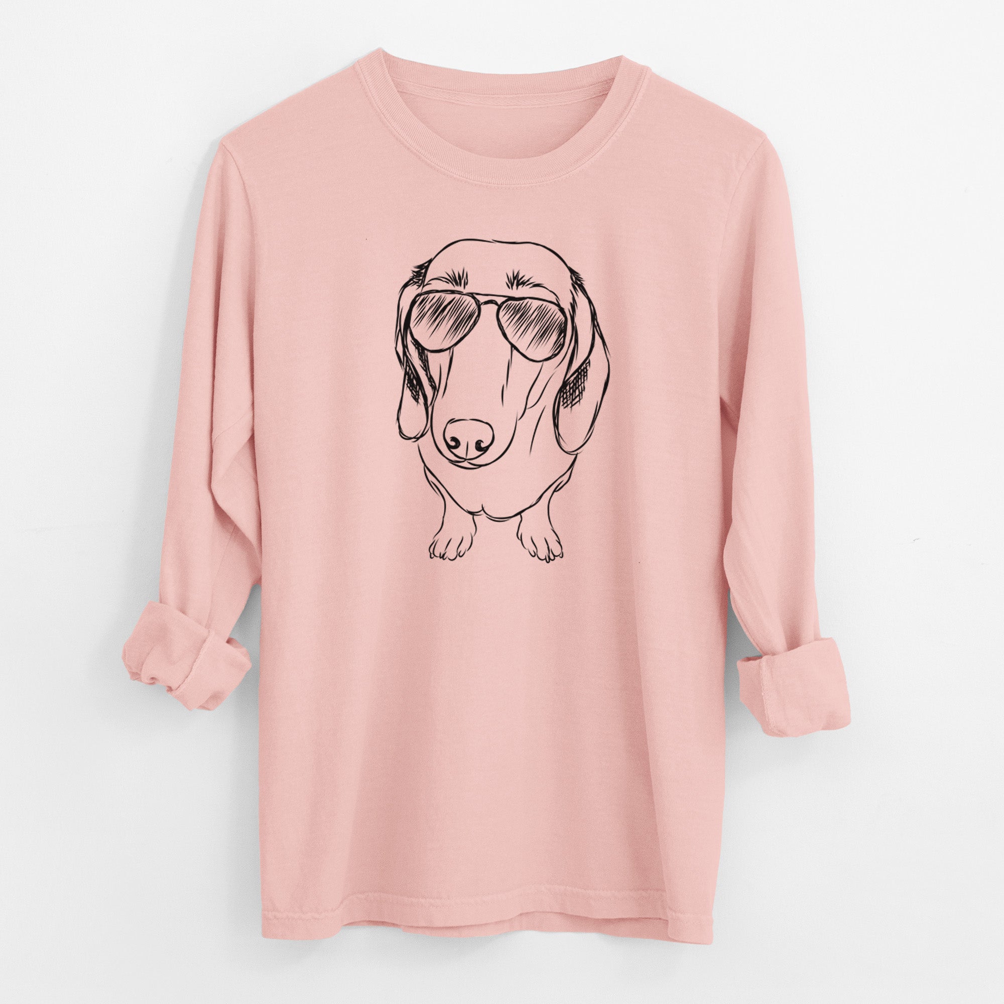 Aviator Annabelle the Dachshund - Men's Heavyweight 100% Cotton Long Sleeve