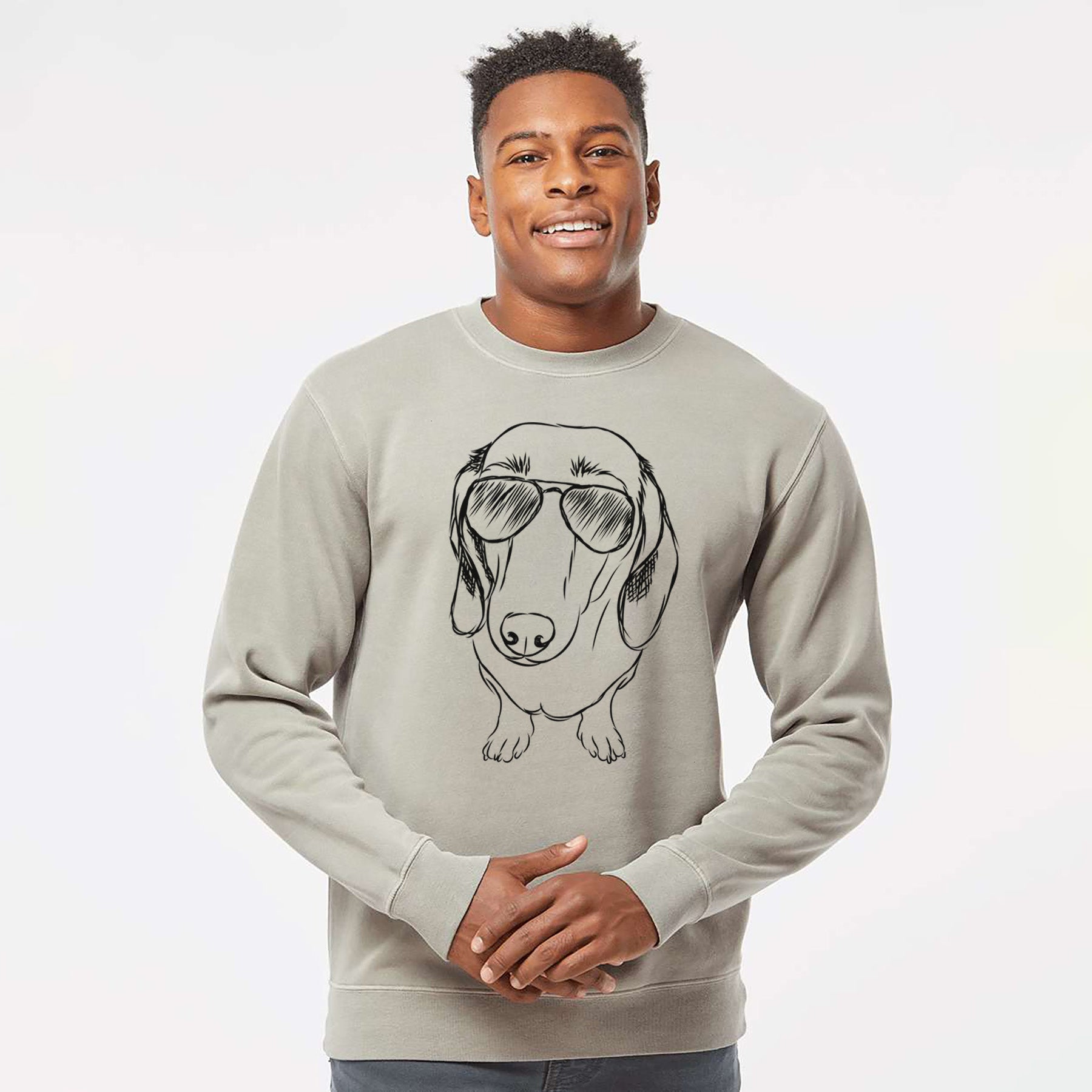 Aviator Annabelle the Dachshund - Unisex Pigment Dyed Crew Sweatshirt