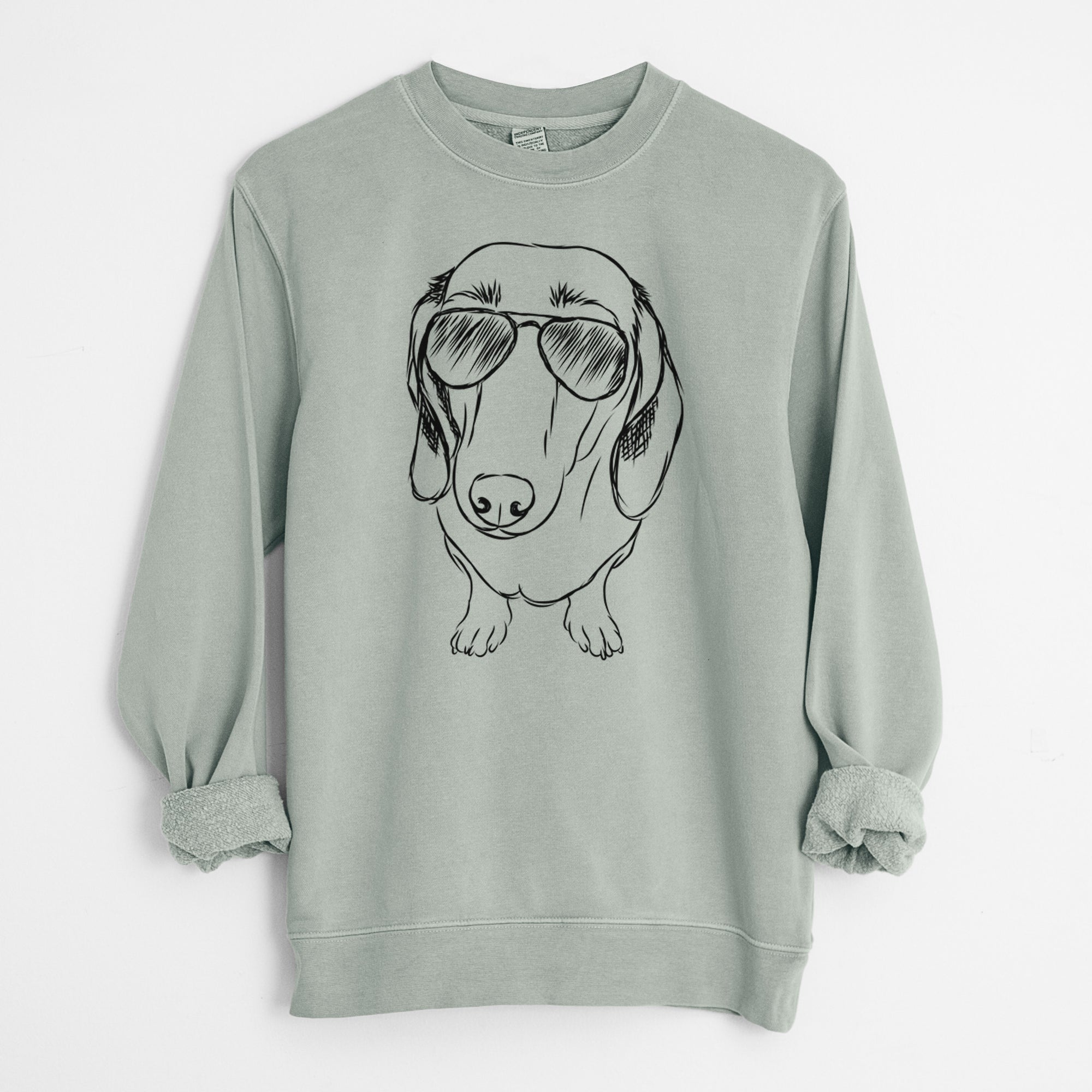 Aviator Annabelle the Dachshund - Unisex Pigment Dyed Crew Sweatshirt