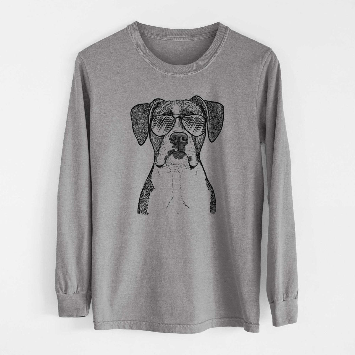 Aviator Annie the Boxer - Men's Heavyweight 100% Cotton Long Sleeve