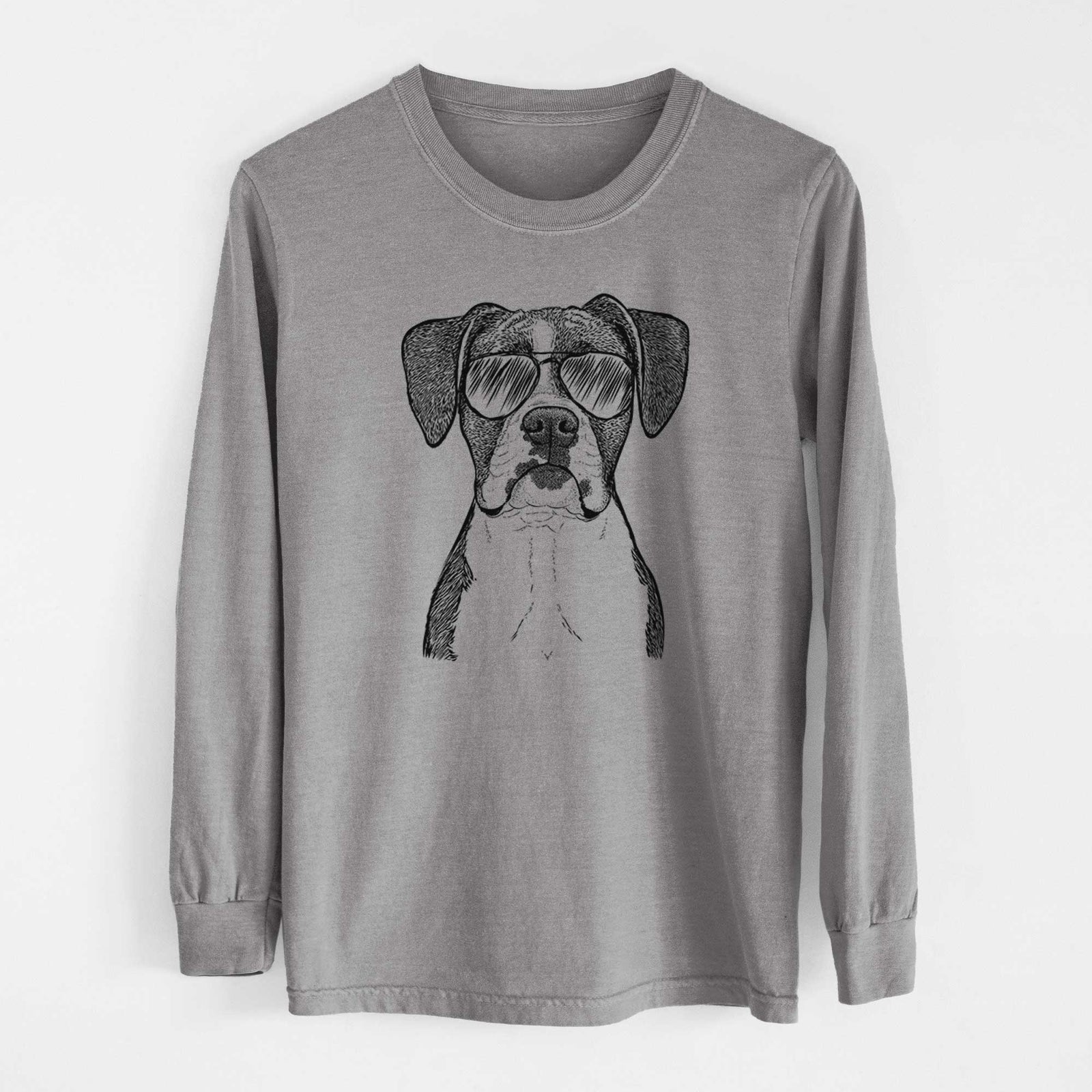 Aviator Annie the Boxer - Men's Heavyweight 100% Cotton Long Sleeve