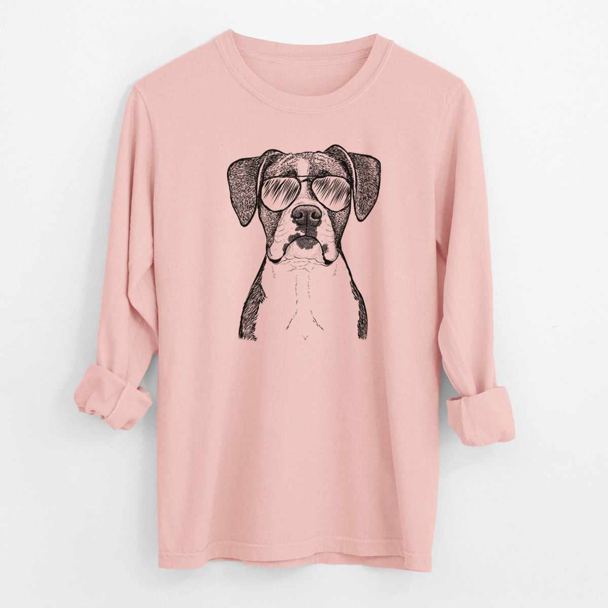 Aviator Annie the Boxer - Men's Heavyweight 100% Cotton Long Sleeve