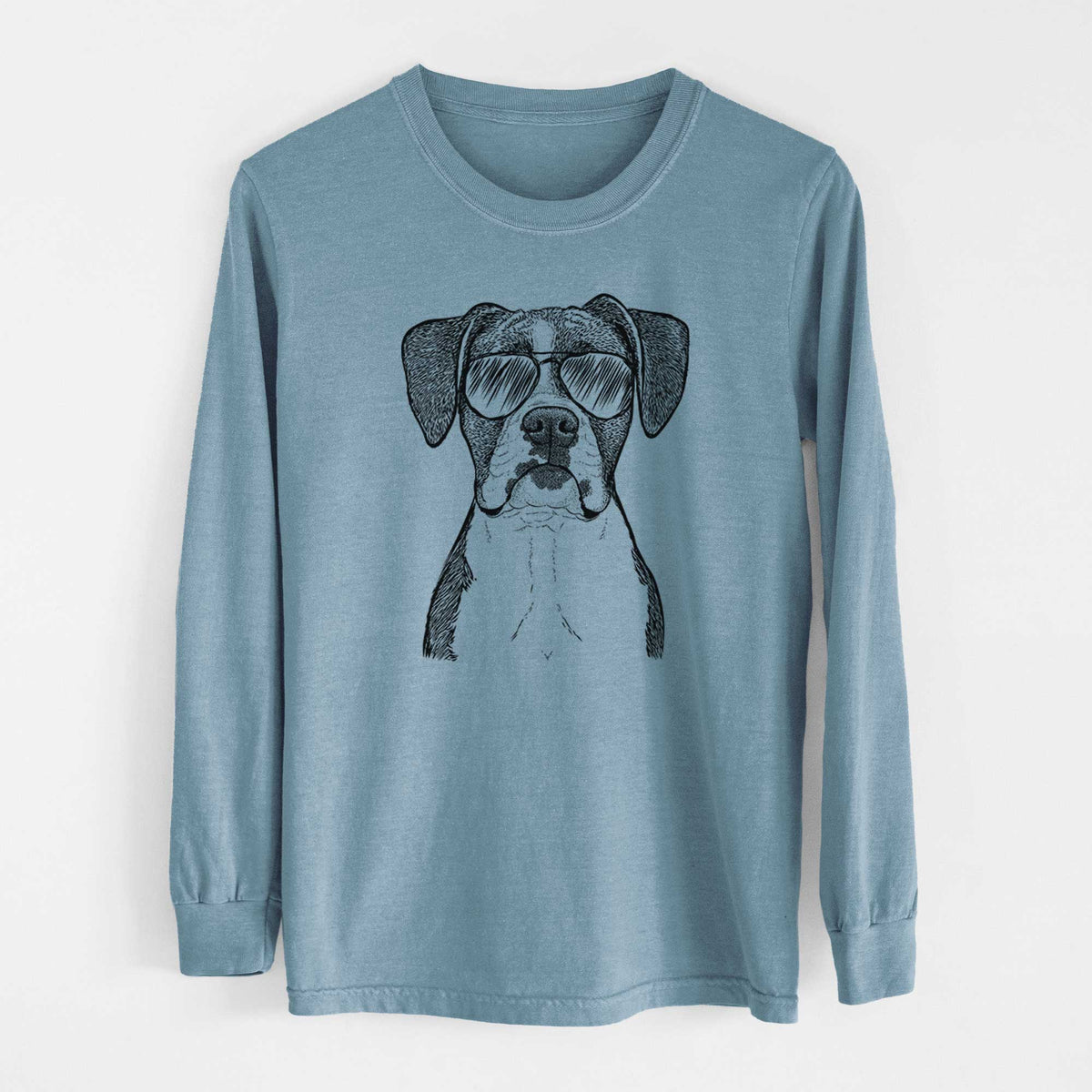 Aviator Annie the Boxer - Men's Heavyweight 100% Cotton Long Sleeve