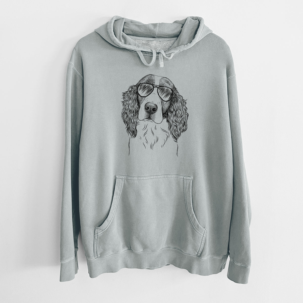 Aviator Annie the English Springer Spaniel - Unisex Pigment Dyed Hoodie