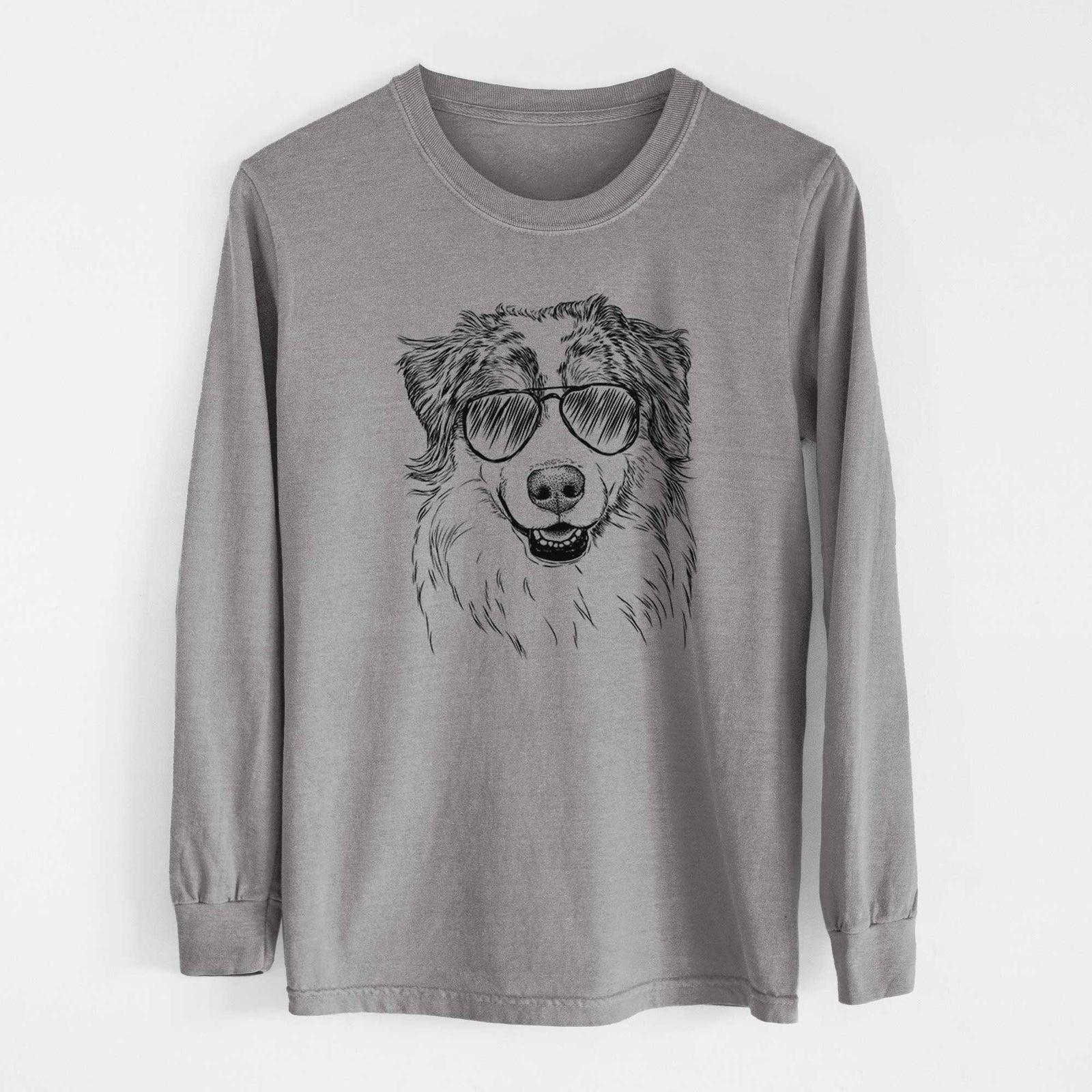 Aviator Aonghus the Australian Shepherd - Men's Heavyweight 100% Cotton Long Sleeve