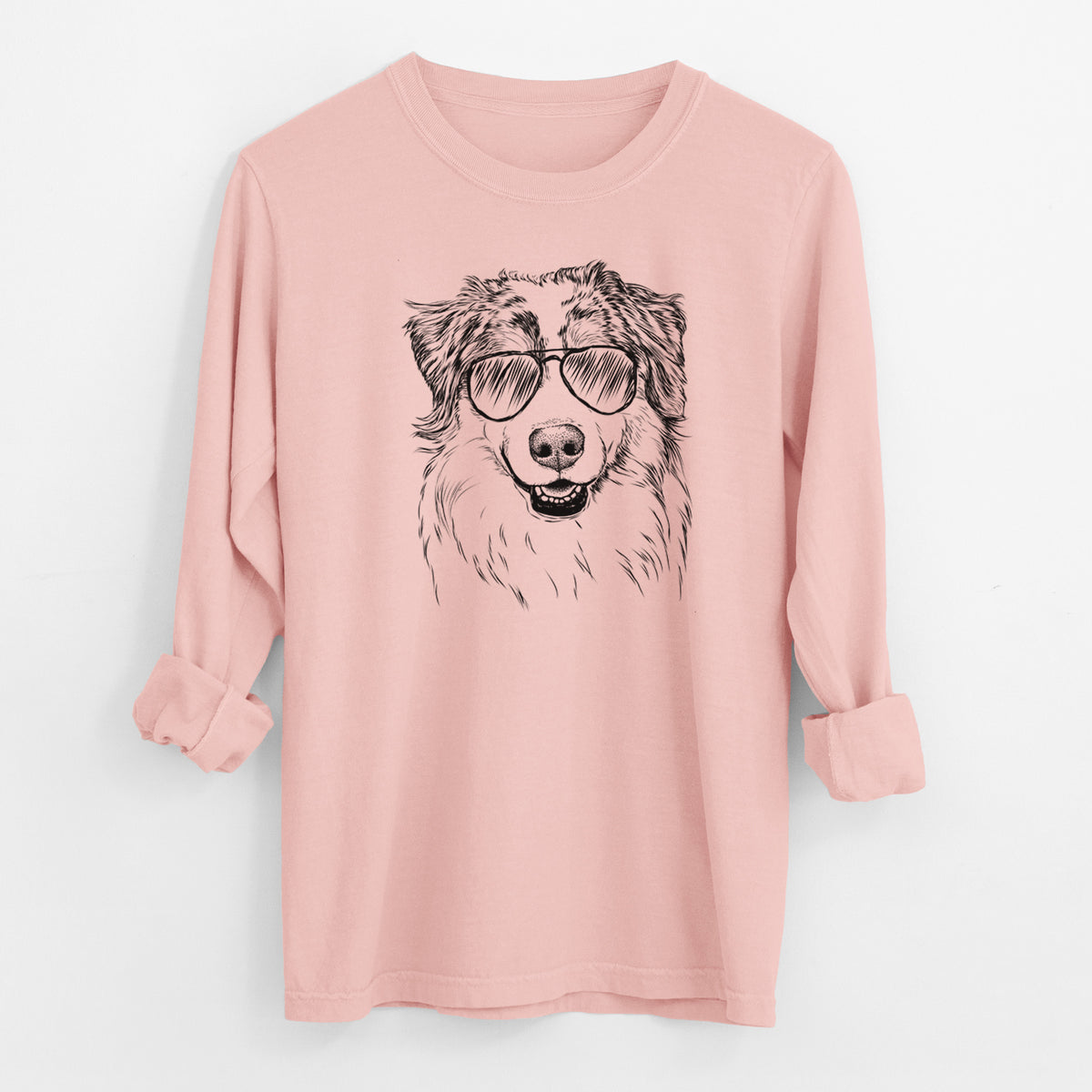 Aviator Aonghus the Australian Shepherd - Men's Heavyweight 100% Cotton Long Sleeve