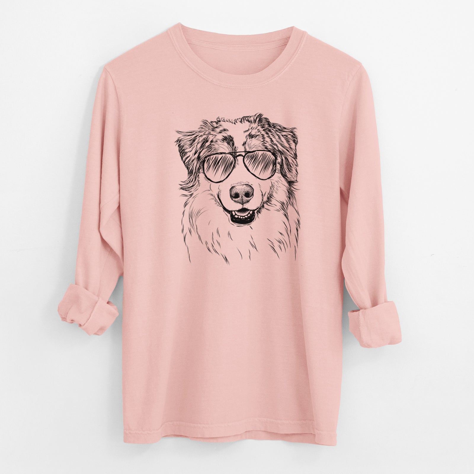 Aviator Aonghus the Australian Shepherd - Men's Heavyweight 100% Cotton Long Sleeve