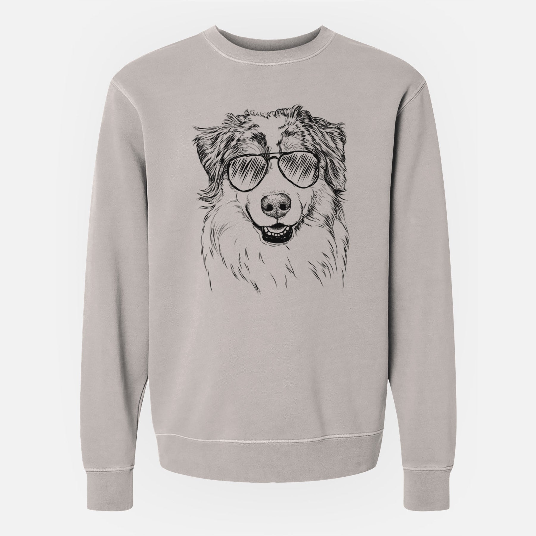 Aviator Aonghus the Australian Shepherd - Unisex Pigment Dyed Crew Sweatshirt