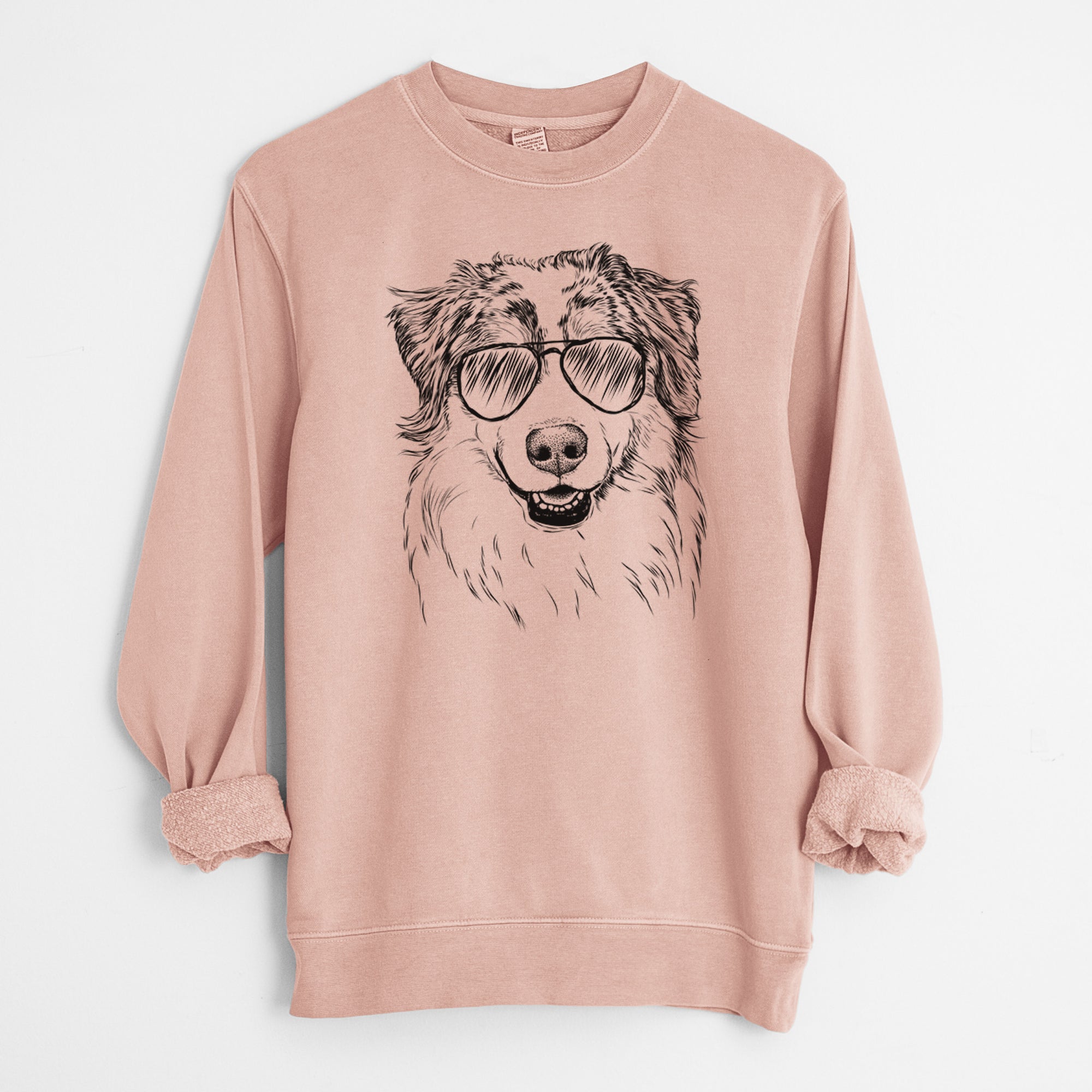 Aviator Aonghus the Australian Shepherd - Unisex Pigment Dyed Crew Sweatshirt