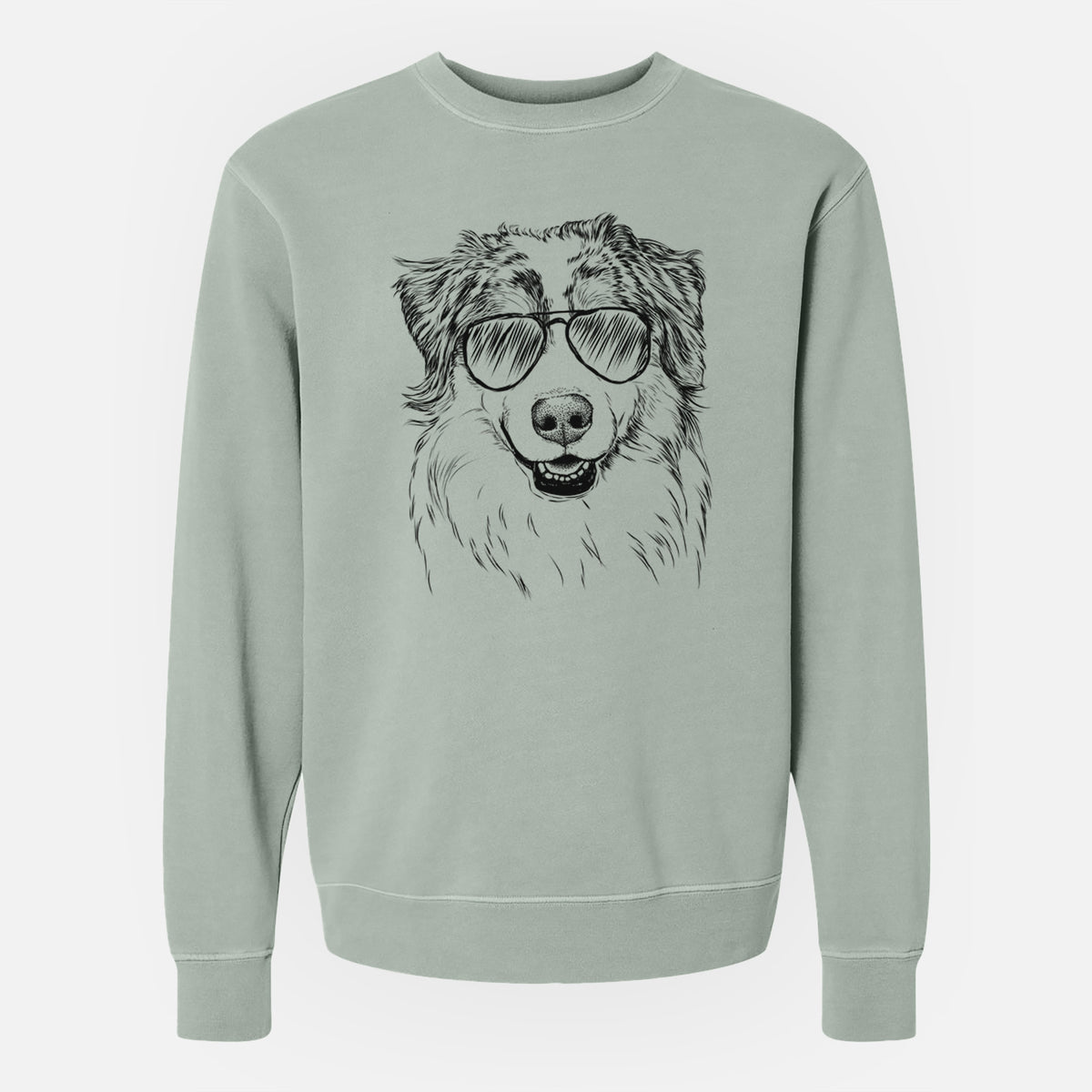 Aviator Aonghus the Australian Shepherd - Unisex Pigment Dyed Crew Sweatshirt