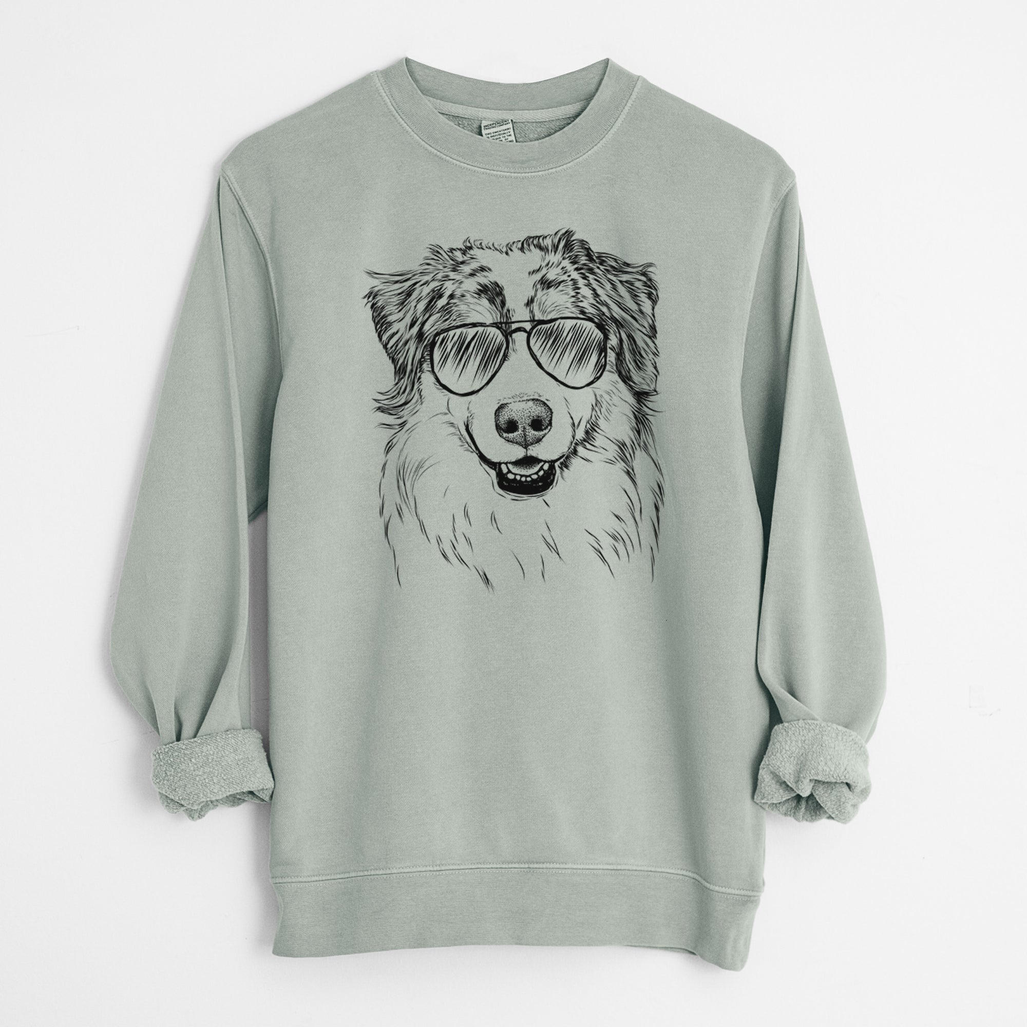 Aviator Aonghus the Australian Shepherd - Unisex Pigment Dyed Crew Sweatshirt